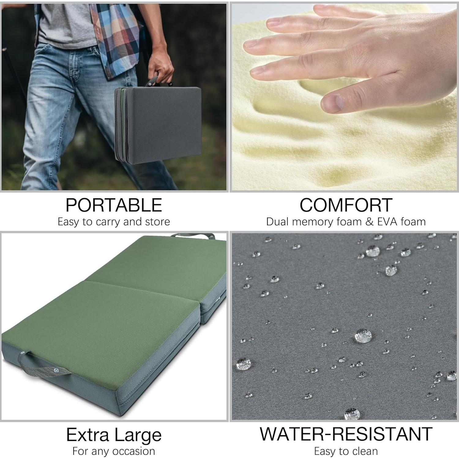 Almohadilla para Arrodillarse KI Store Espuma de Memoria Verde Oliva