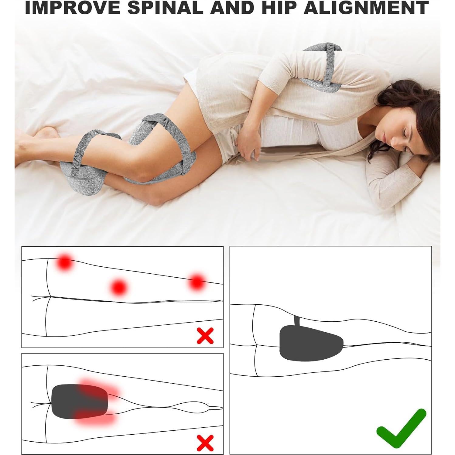 Almohada de Rodilla Viscoelástica RWSEFK para Alivio Ciático