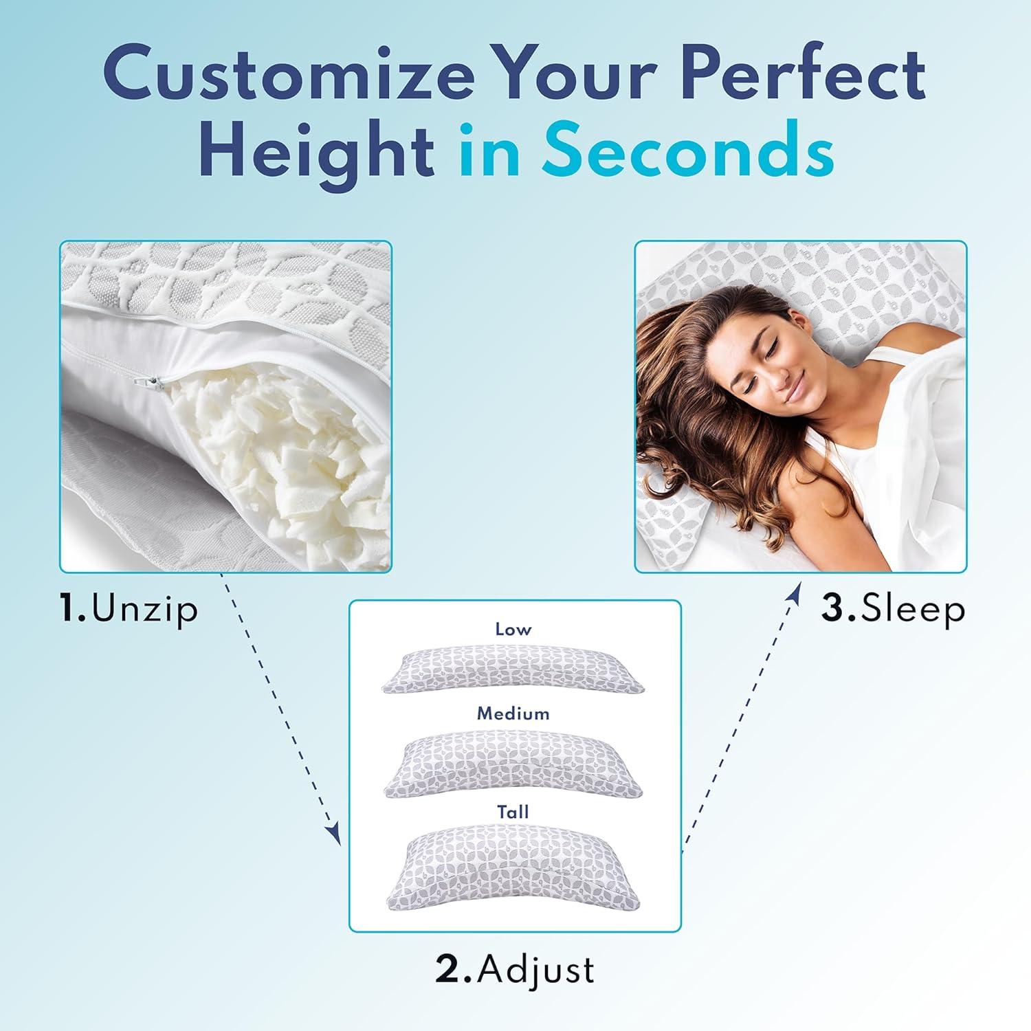 Almohada Ajustable de Espuma Memoria Blissy Rey Enfriamiento