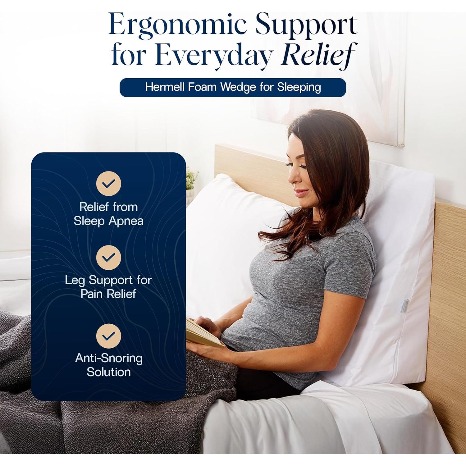 Cojín en cuña Hermell para dormir - Soporte para espalda 60x60 cm