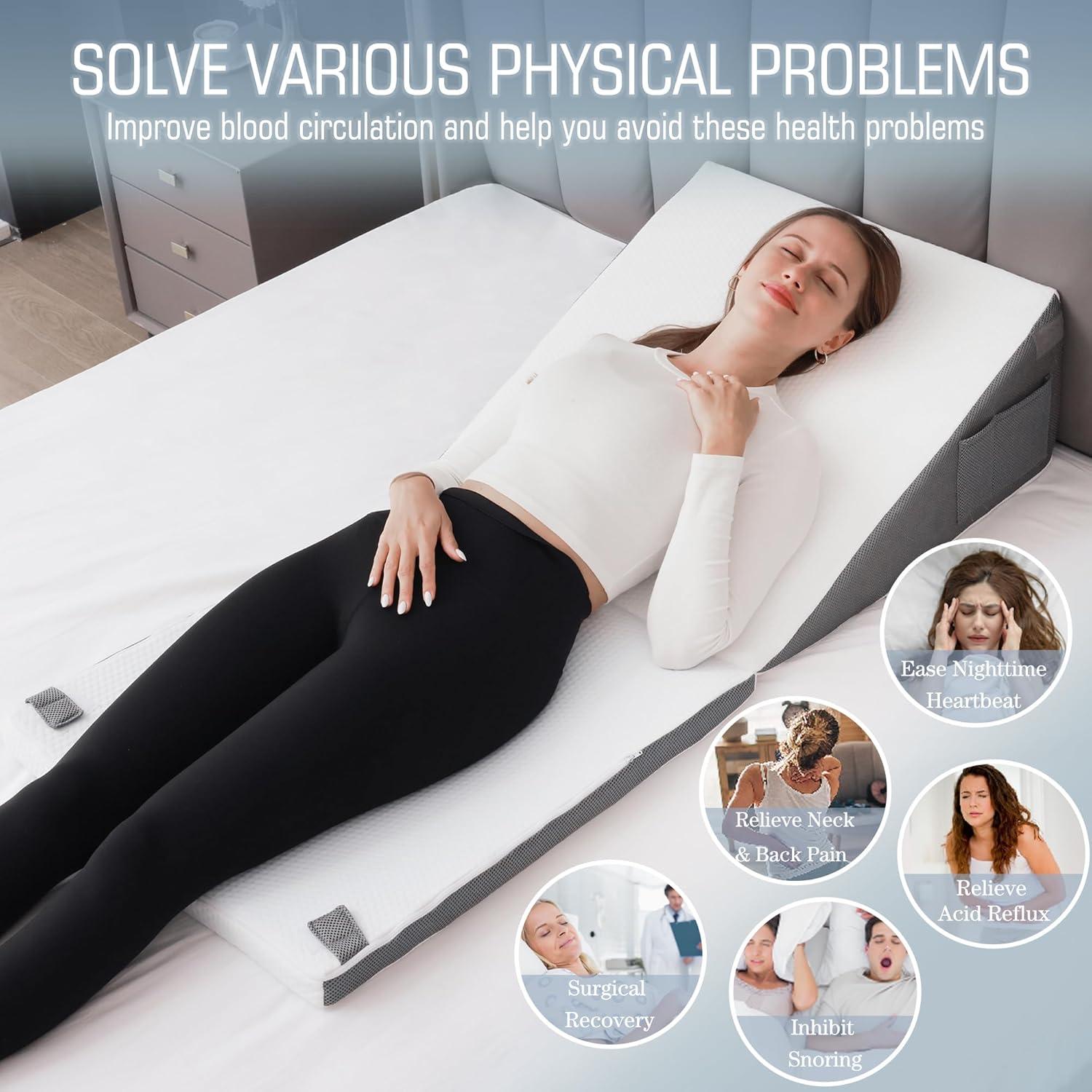 Almohada Cuña Ajustable FSCGIFE con Bolsillos para Almacenamiento