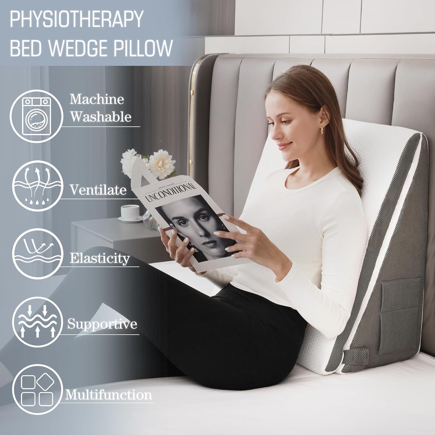 Almohada Cuña Ajustable FSCGIFE con Bolsillos para Almacenamiento