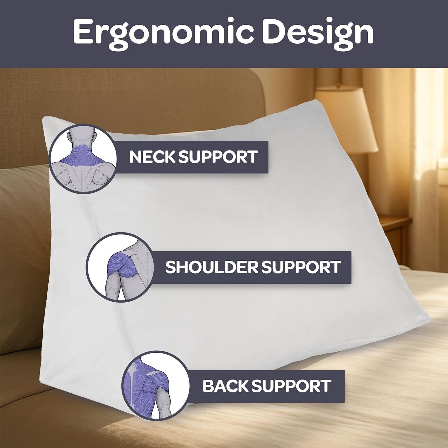 Cojín en Cuña Lavish Home - Soporte para Espalda y Cuello - Blanco