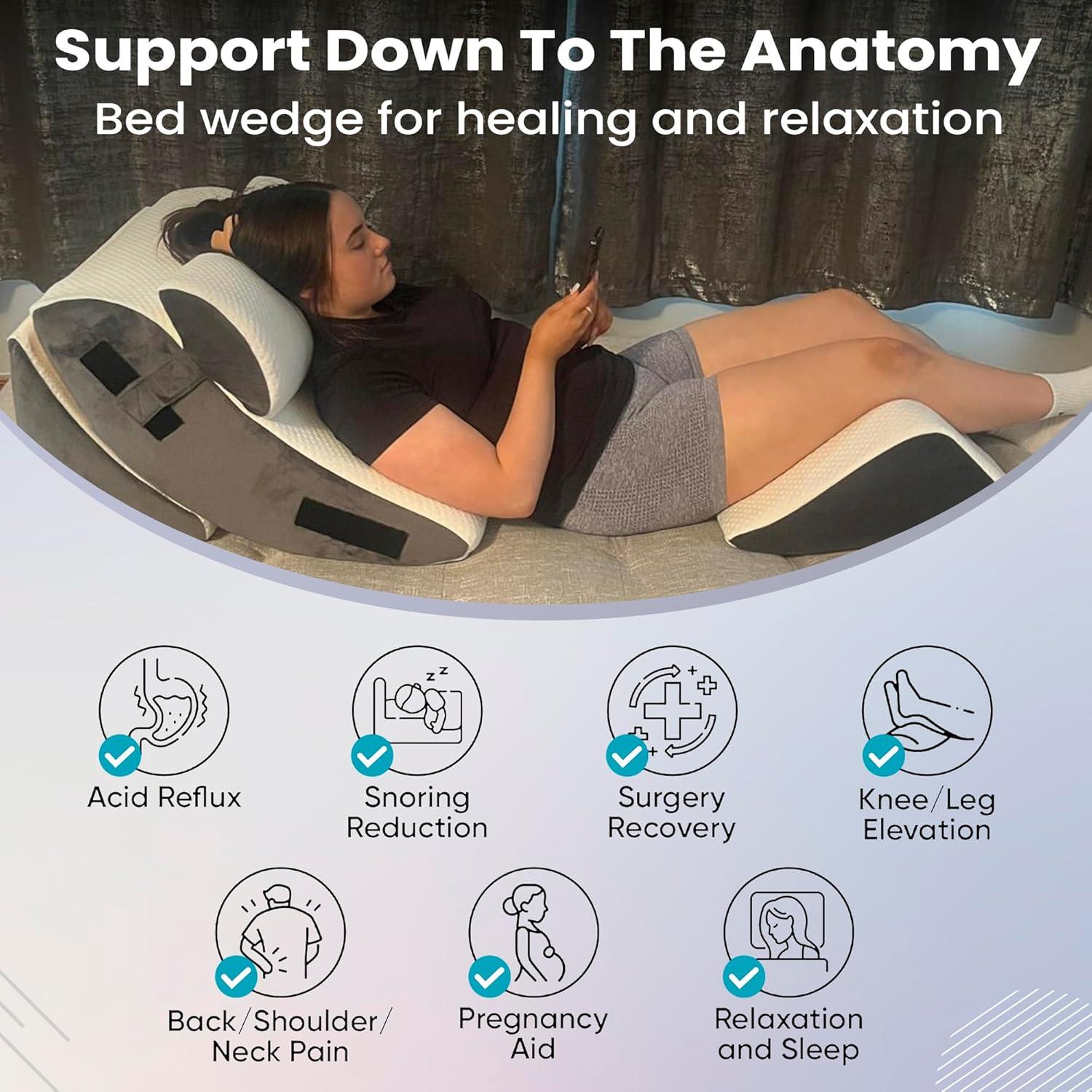 Juego de Almohadas en Cuña Ortopédica OPULUX 4 Piezas Espuma