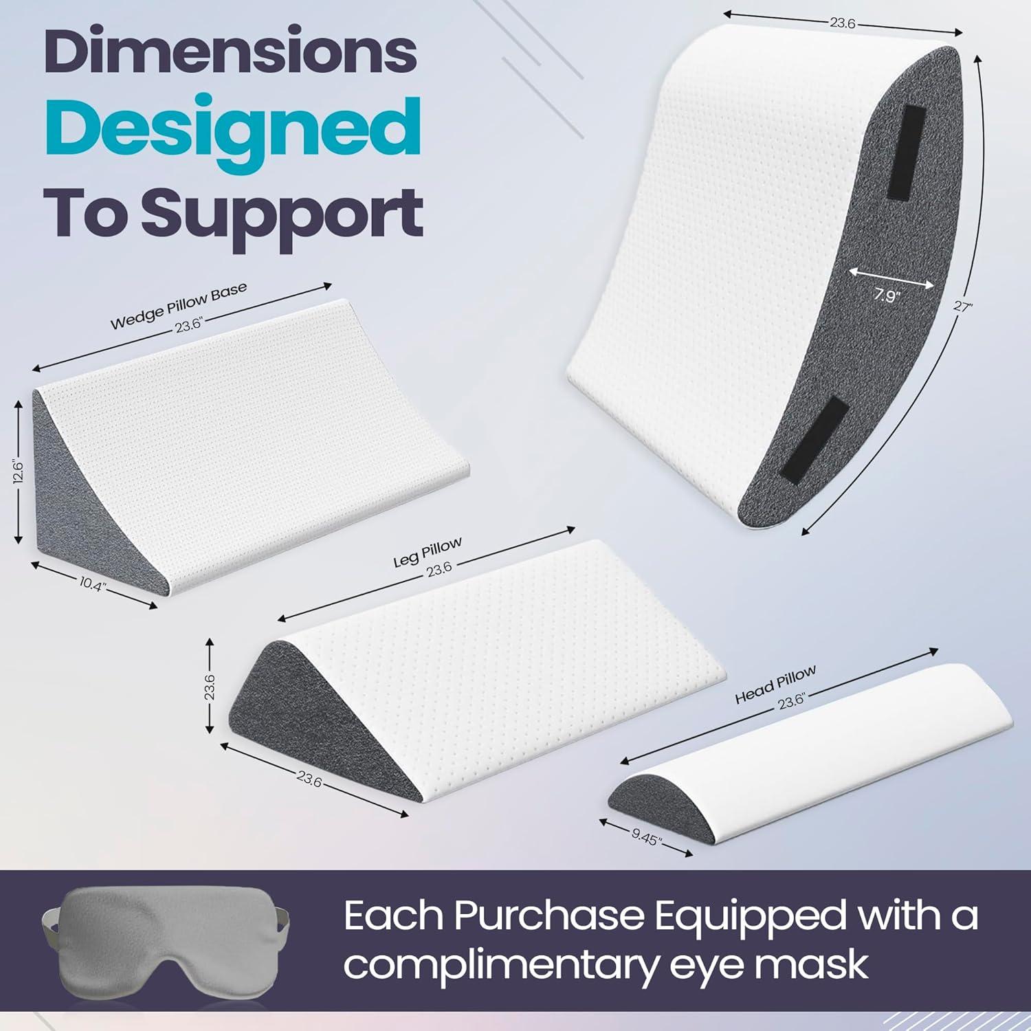 Juego de Almohadas en Cuña Ortopédica OPULUX 4 Piezas Espuma