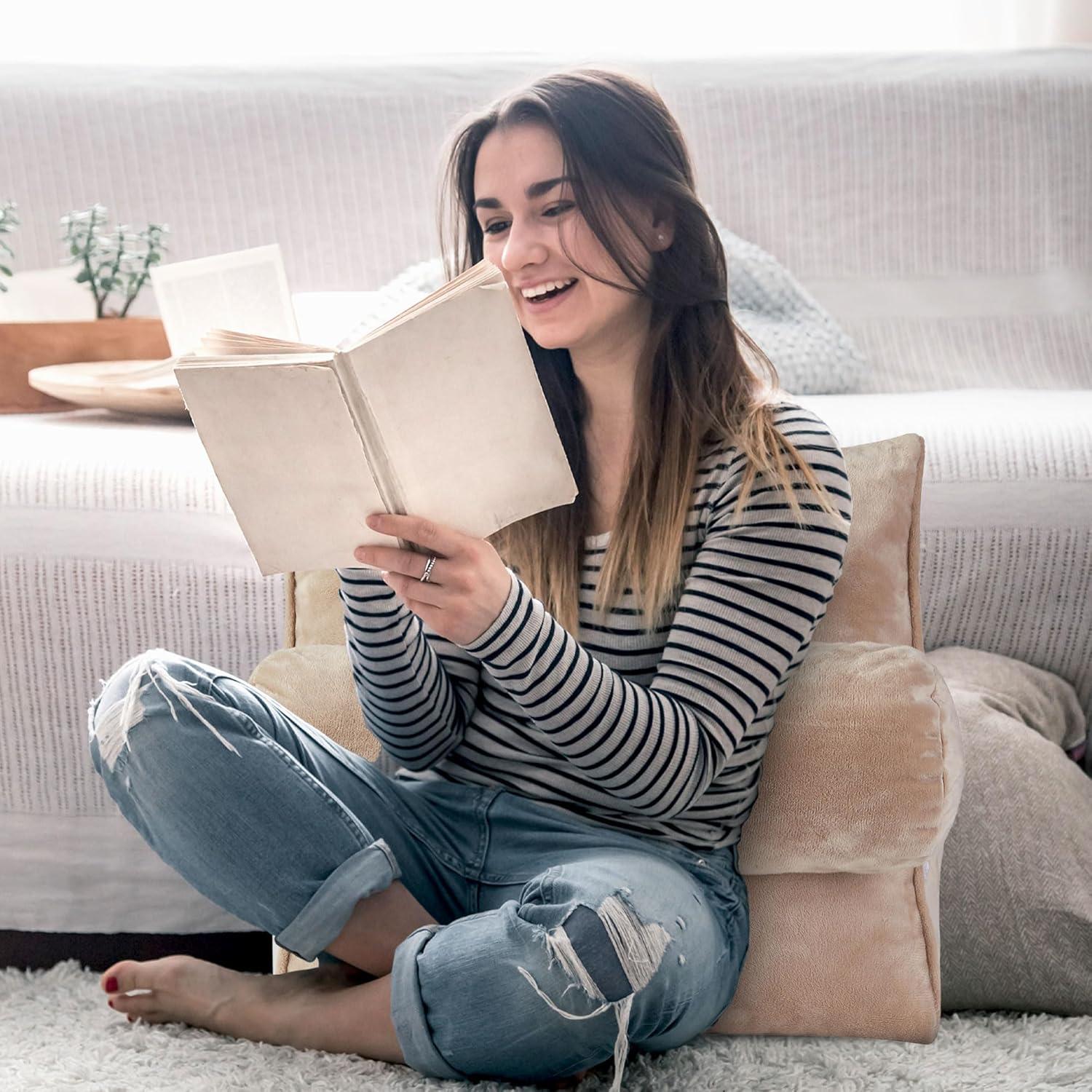 Cojín de Lectura Cheer Collection Cuña Ajustable Taupe 40x22cm