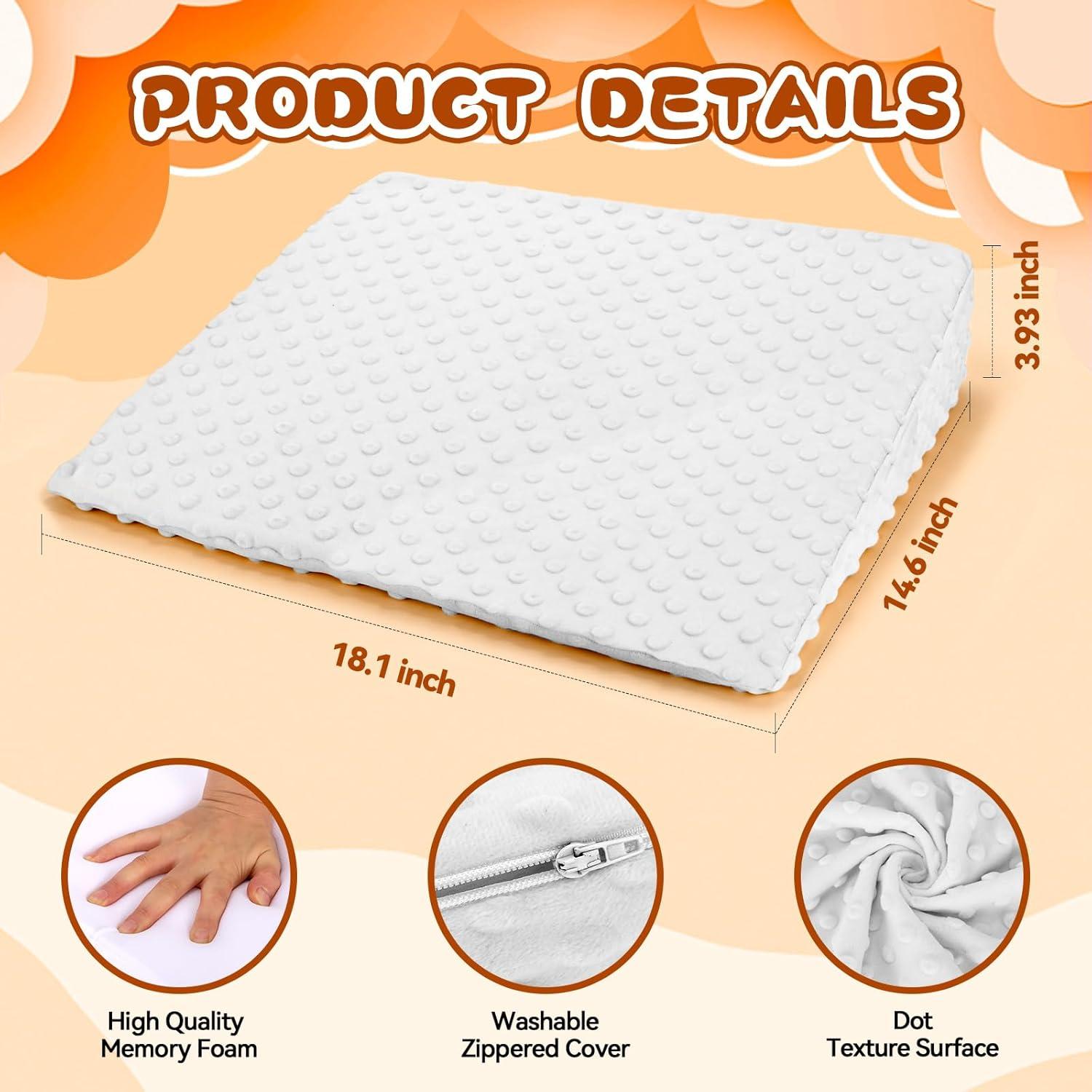 Cojín en Cuña BlissfulAbode para Niños, Espuma de Memoria, Blanco