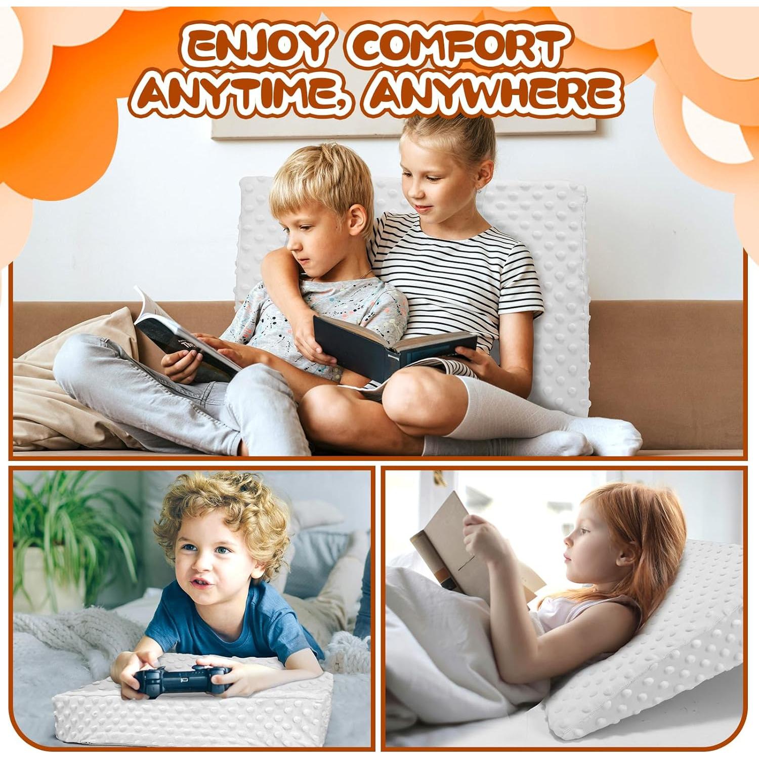 Cojín en Cuña BlissfulAbode para Niños, Espuma de Memoria, Blanco