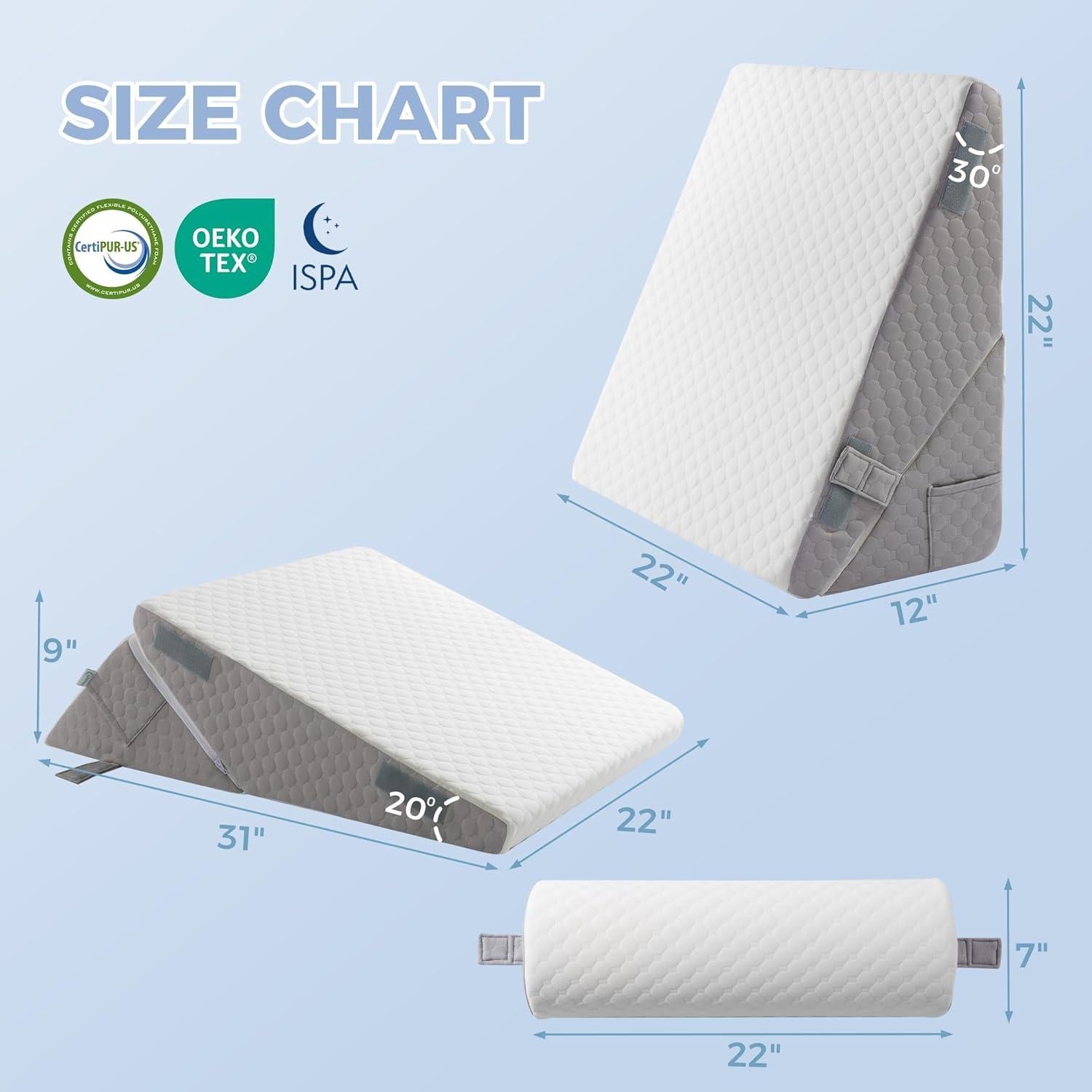 Cojín en Cuña Ortopédico Flyxunfri 10 en 1 Ajustable 55.88x30.48 cm