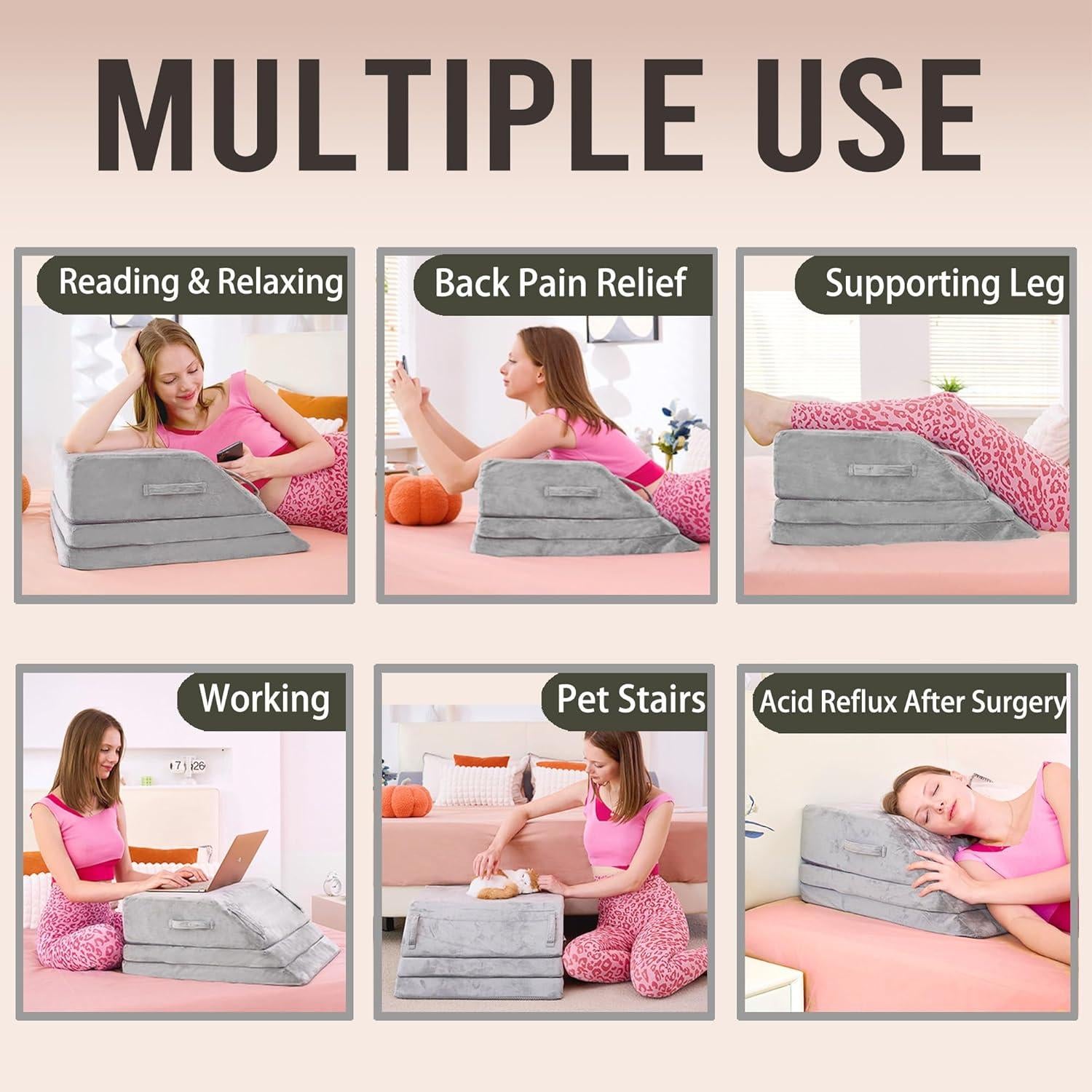 Cojín en cuña Jakoola Rex-Gris 25 cm Espuma Viscoelástica