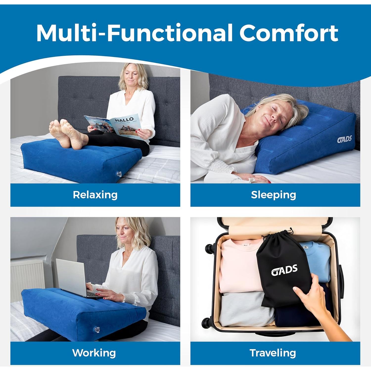 Cojín en Cuña Inflable GADS para Dormir y Viajar - Ajustable