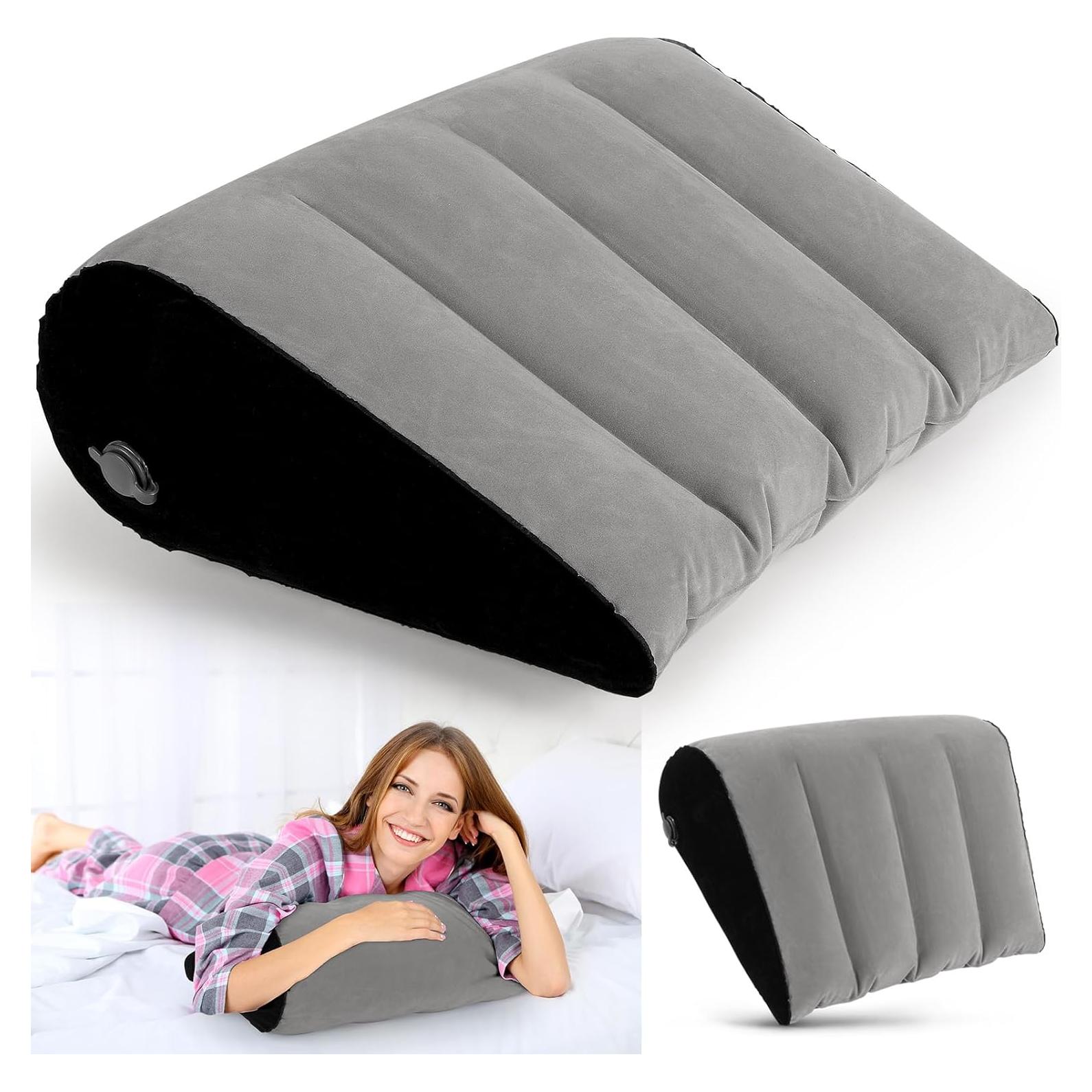 Cojín Wedge Inflable USHMA Gris para Viajar y Dormir