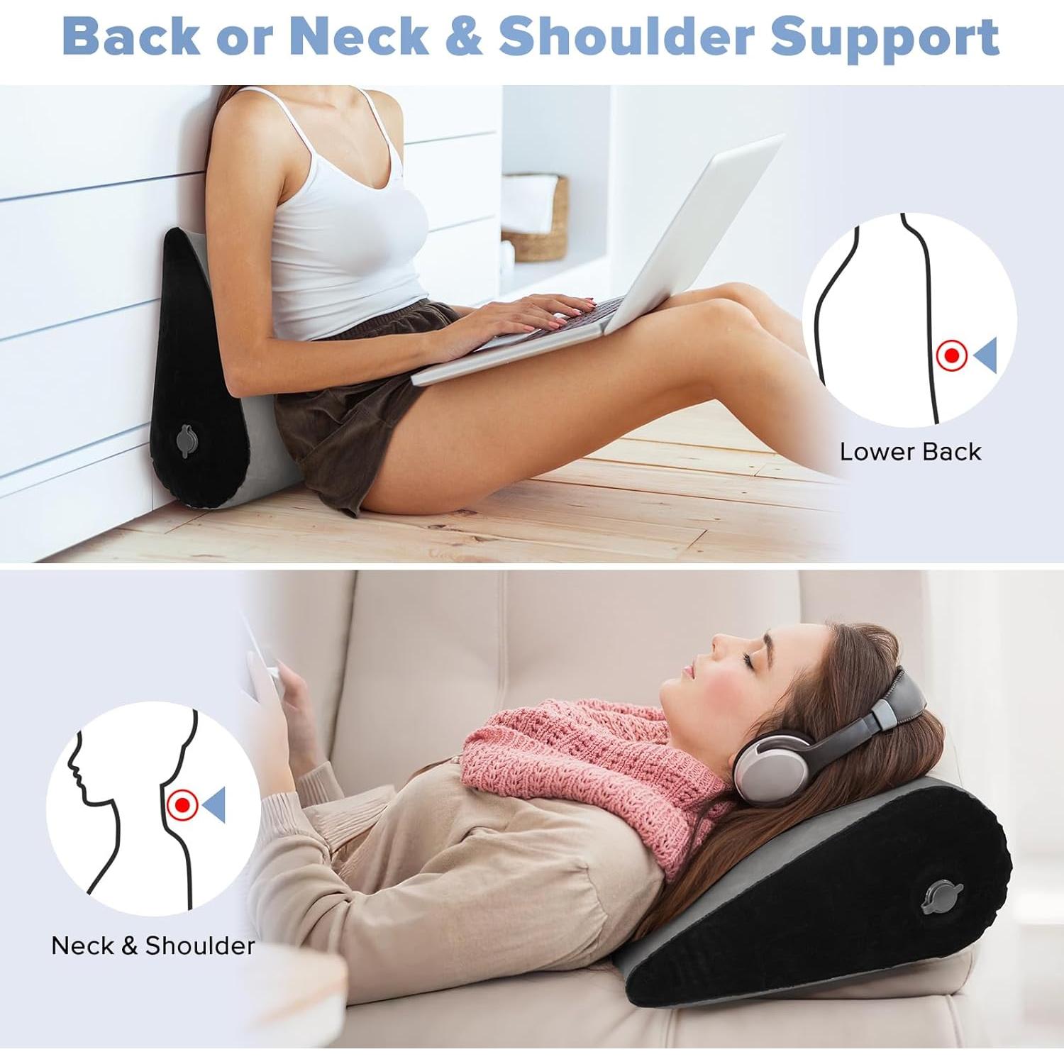 Cojín Wedge Inflable USHMA Gris para Viajar y Dormir