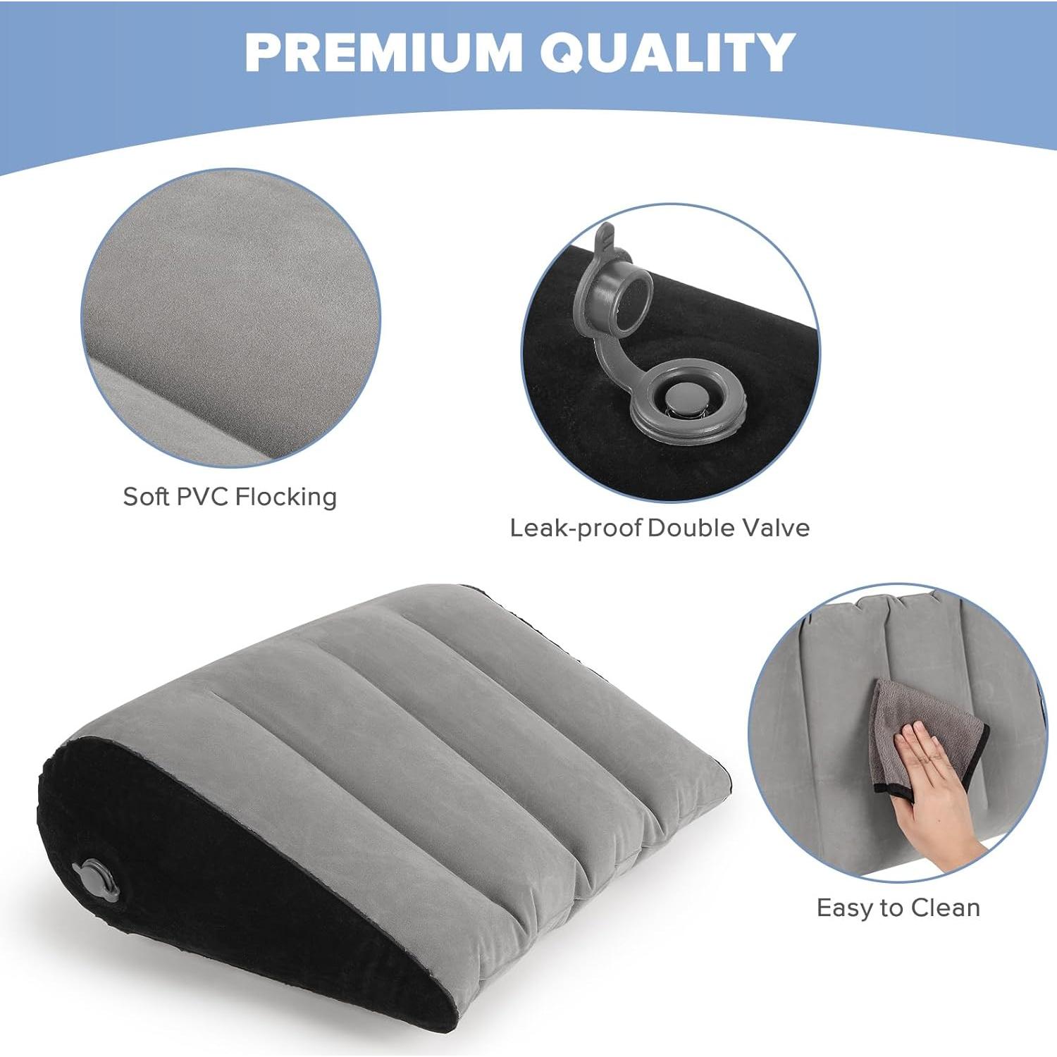 Cojín Wedge Inflable USHMA Gris para Viajar y Dormir