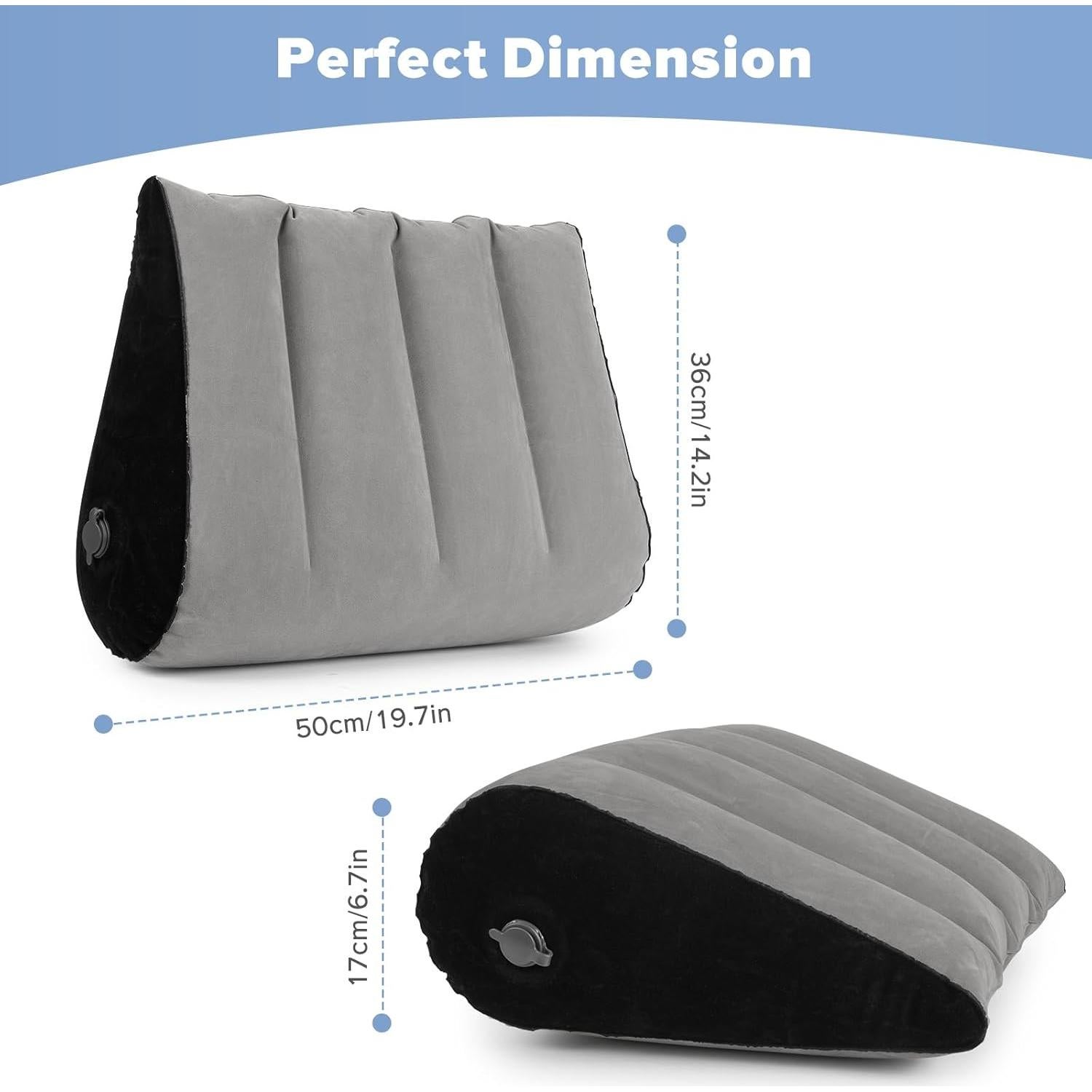 Cojín Wedge Inflable USHMA Gris para Viajar y Dormir