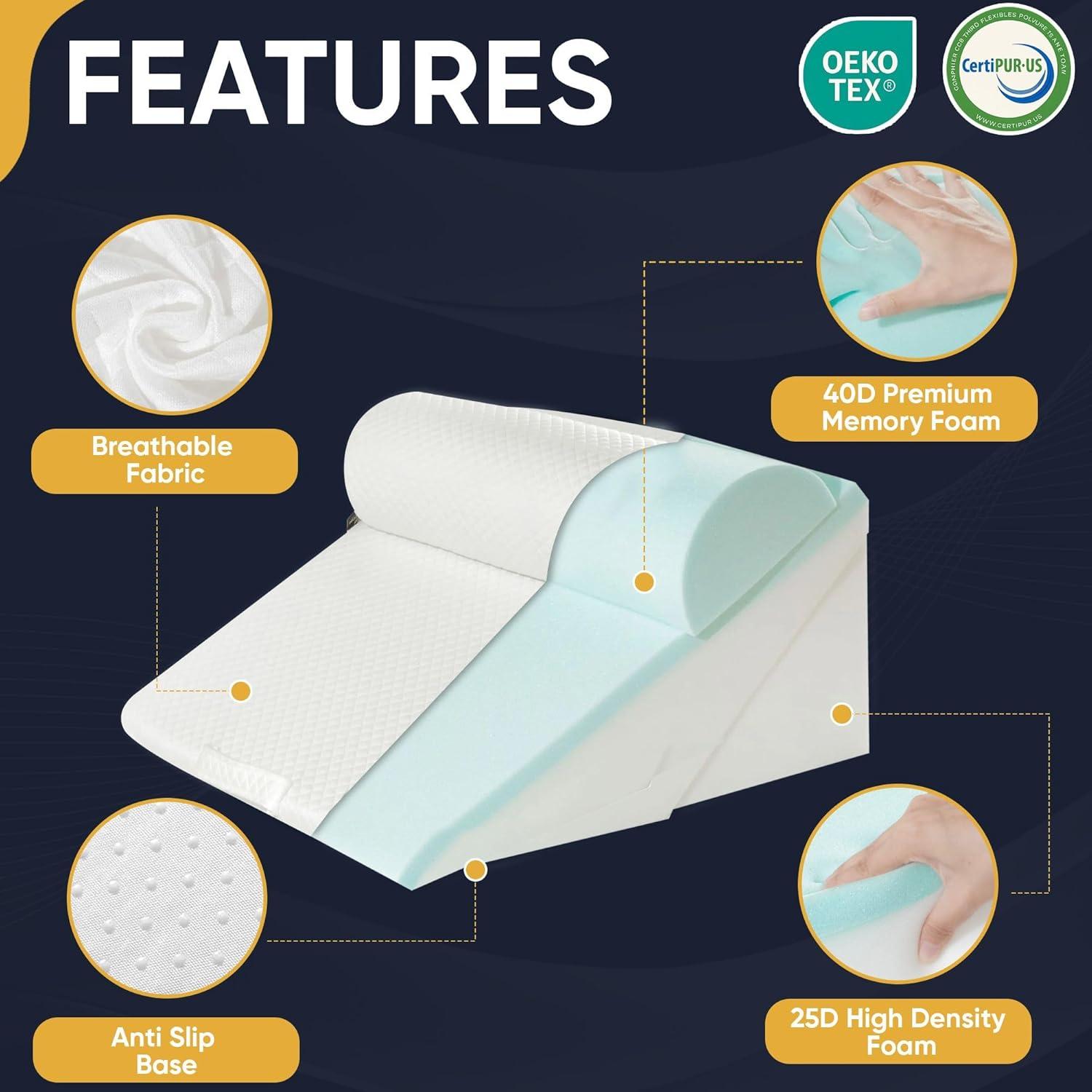 Almohada en Cuña Ajustable PRYZON WPG001 3 Piezas para Reflujo