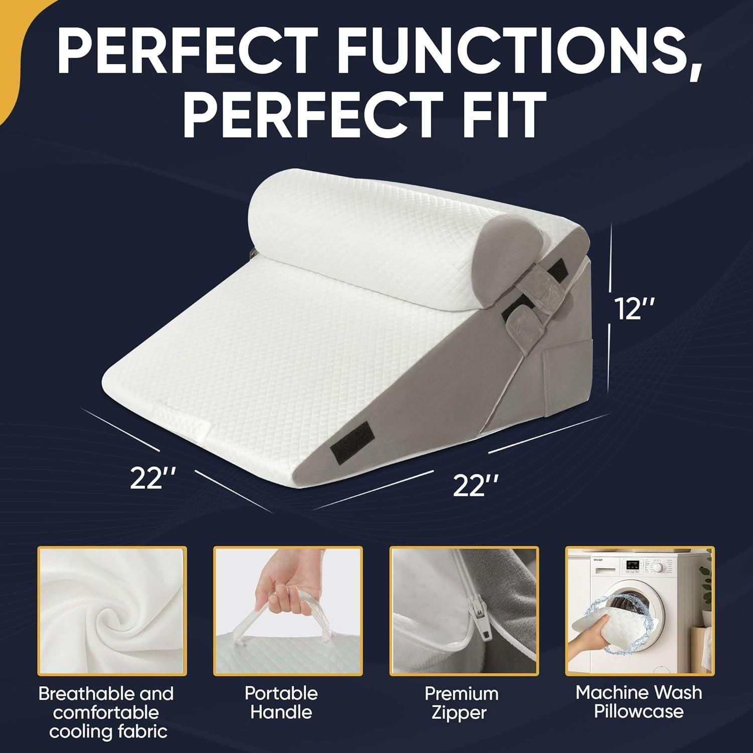 Almohada en Cuña Ajustable PRYZON WPG001 3 Piezas para Reflujo