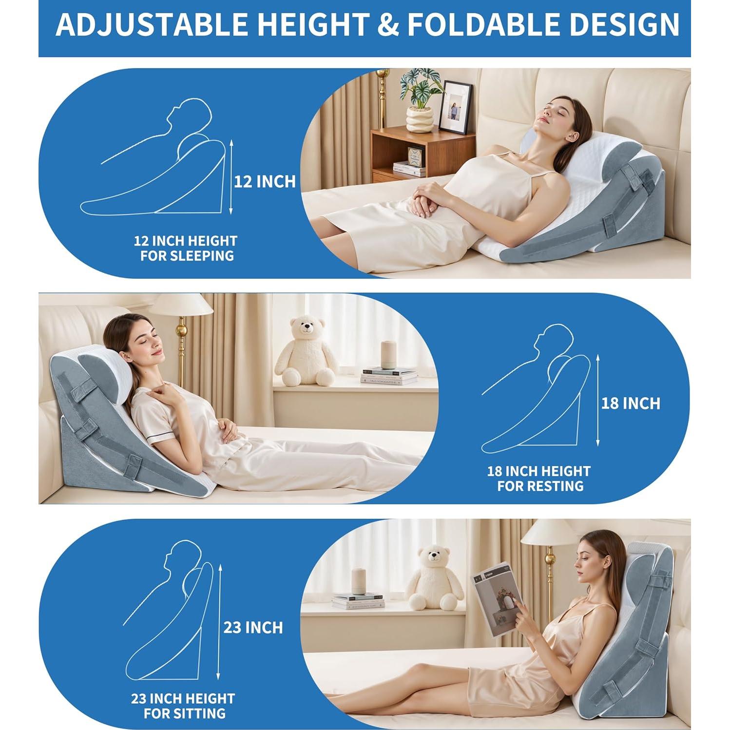 Almohada en Cuña Ortopédica VRSHOAT Ajustable para Dormir