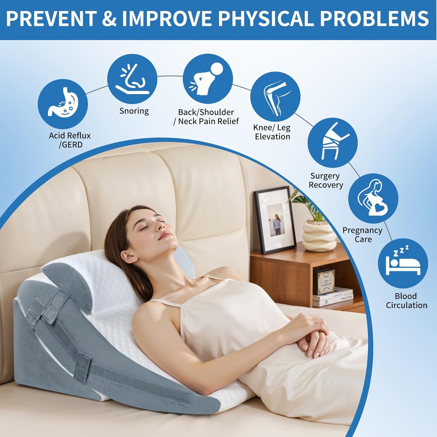 Almohada en Cuña Ortopédica VRSHOAT Ajustable para Dormir