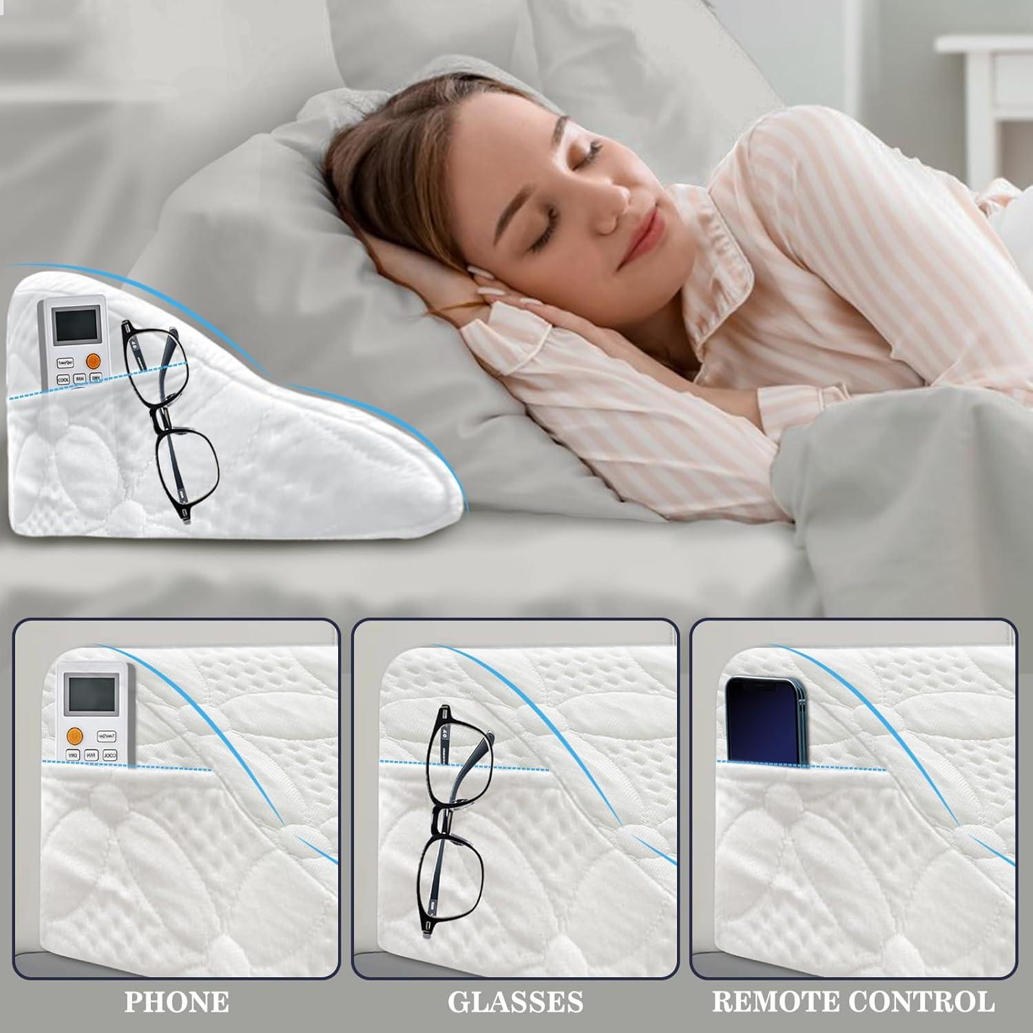 Cojín en cuña Asatdd para cama King, espuma viscoelástica 193x25.4 cm