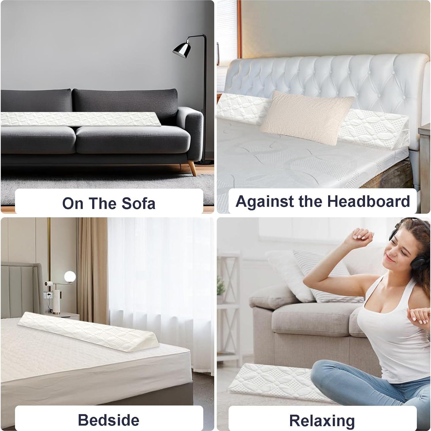 Cojín en cuña Asatdd para cama King, espuma viscoelástica 193x25.4 cm