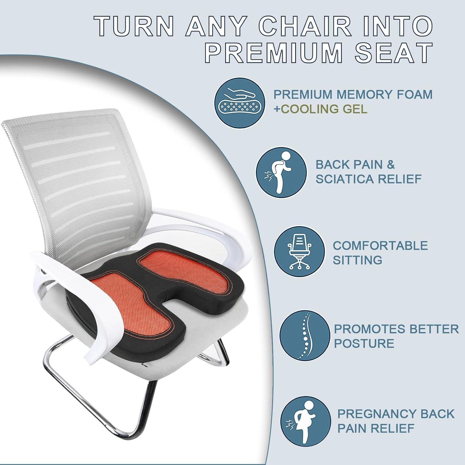 Cojín de Asiento de Gel CAR-GRAND Naranja Espuma de Memoria