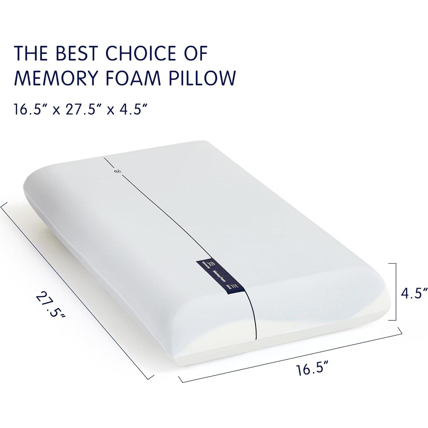 Cooling Memory Foam Pillow for Neck Pain Relief, Firm Ergonomic Cervical Neck Pillow, Soft Supportive Pillows for Side, Back, Stomach Sleepers, Two Firmness, Free Eye Mask Included, 4.5" Thick