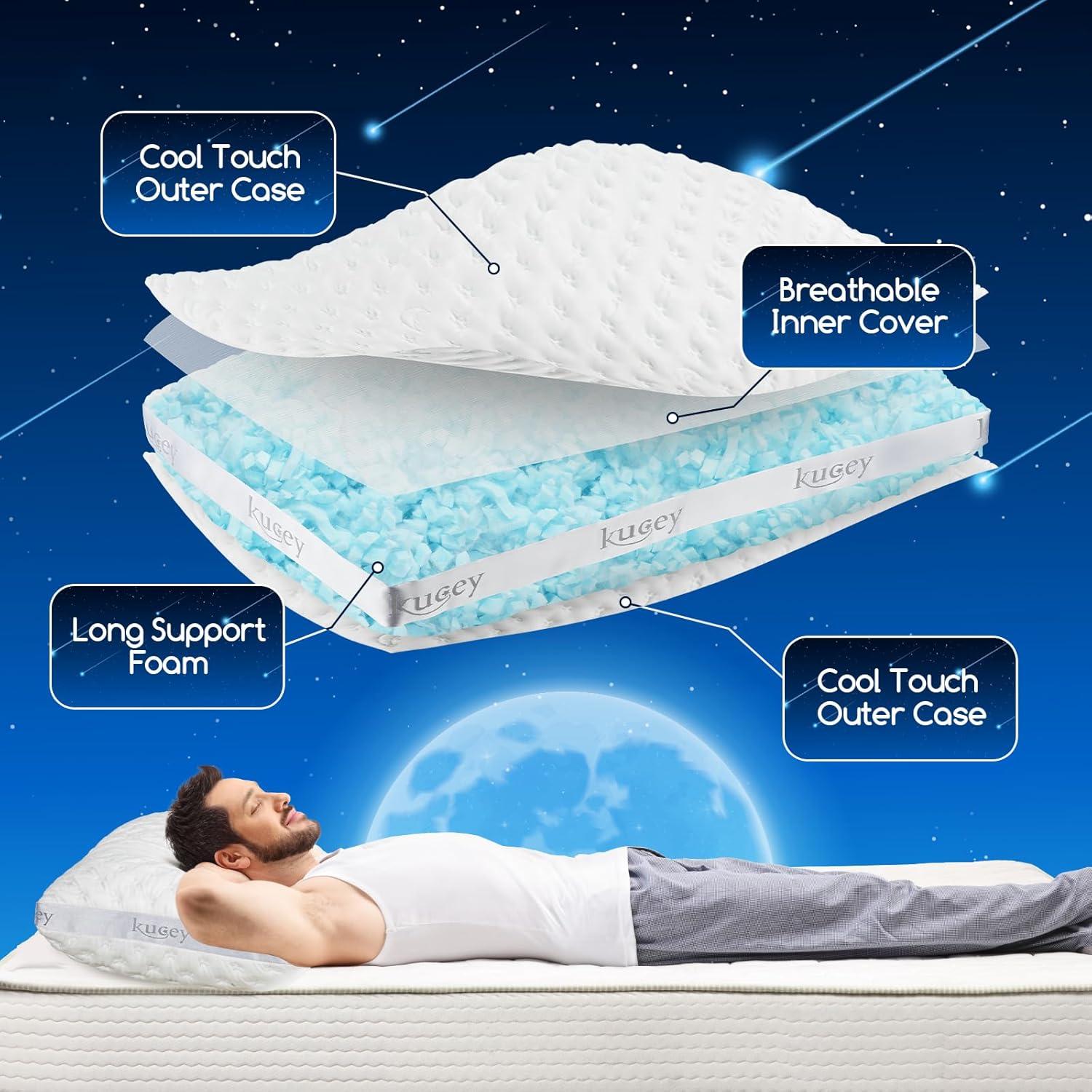 Almohada ajustable Kucey Queen 2 unidades espuma viscoelástica