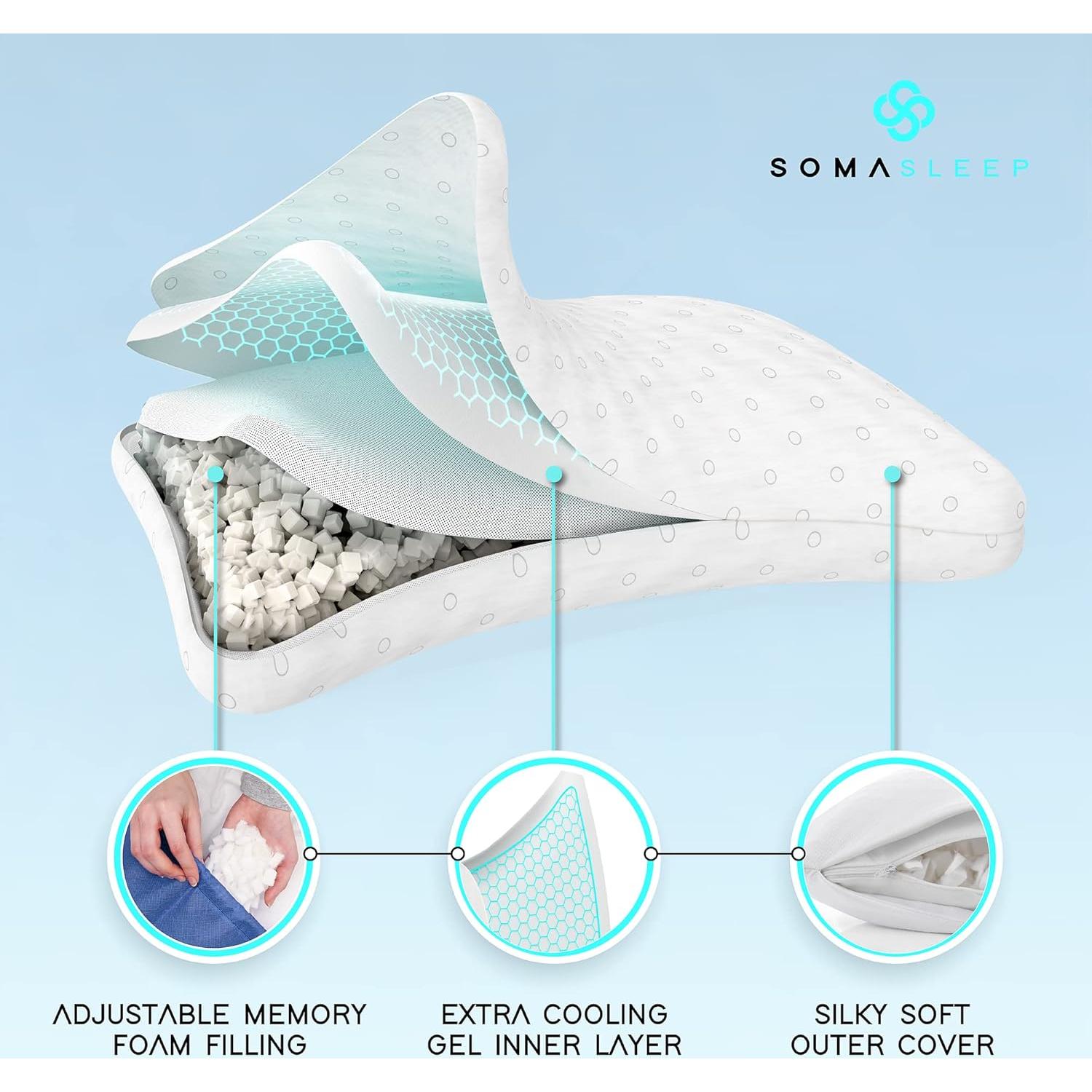 Almohada Curvada SelectSoma de Espuma con Memoria Reina Blanca