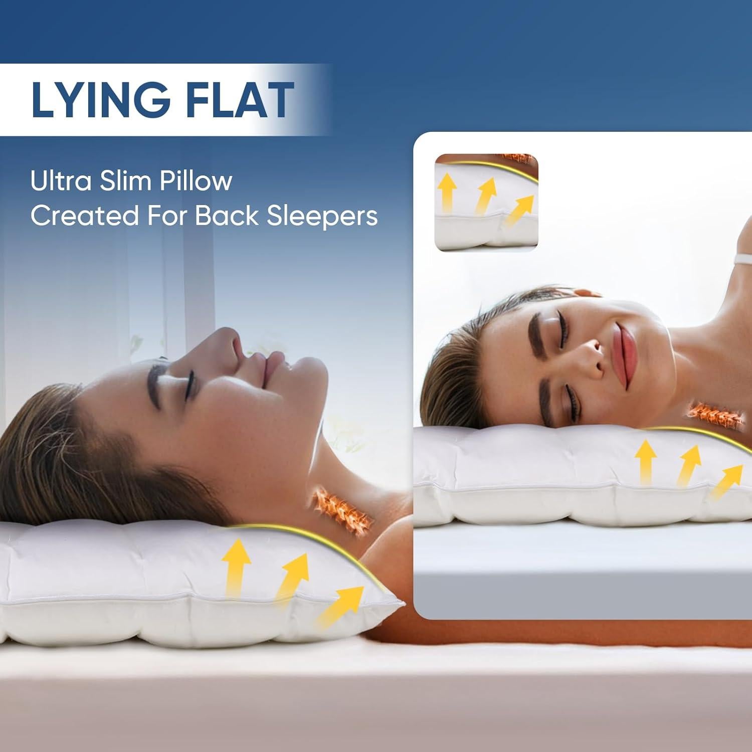Almohada Ultra Plana MINUPWELL 6.35 cm para Dormir Estómago