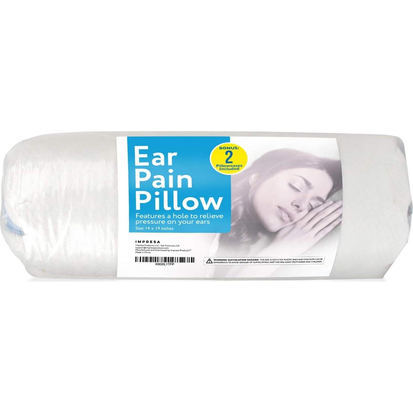 Almohada Viscoelástica para Oreja Impresa 35.5x48.3cm 2 Fundas