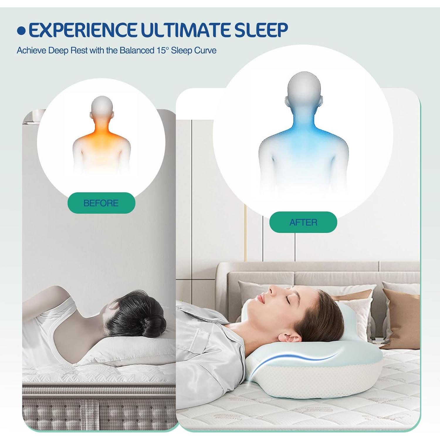 Almohada Cervical Ergonómica JOYENERGY Azul Espuma Viscoelástica