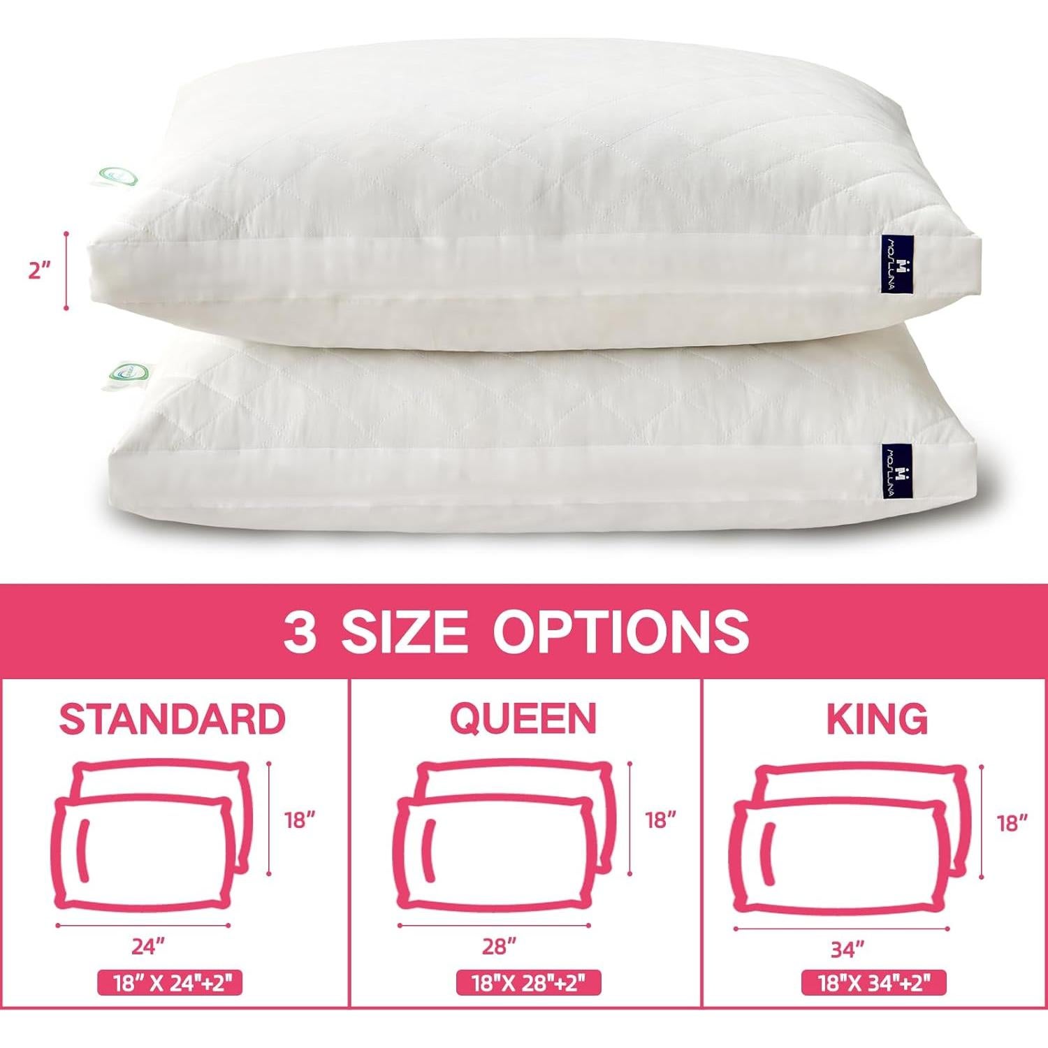 Juego de 2 Almohadas Mosluna Espuma Viscoelástica Queen 50.8x76.2cm