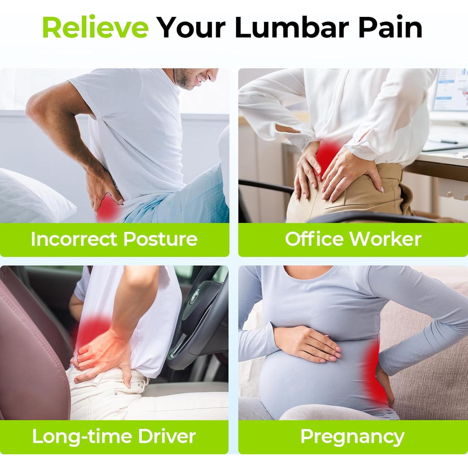 Almohada Lumbar AUVON Espuma de Memoria Ajustable Azul