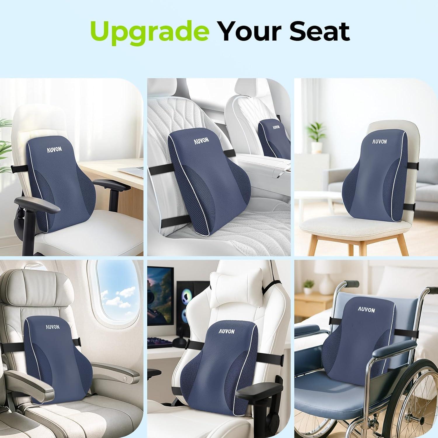 Almohada Lumbar AUVON Espuma de Memoria Ajustable Azul