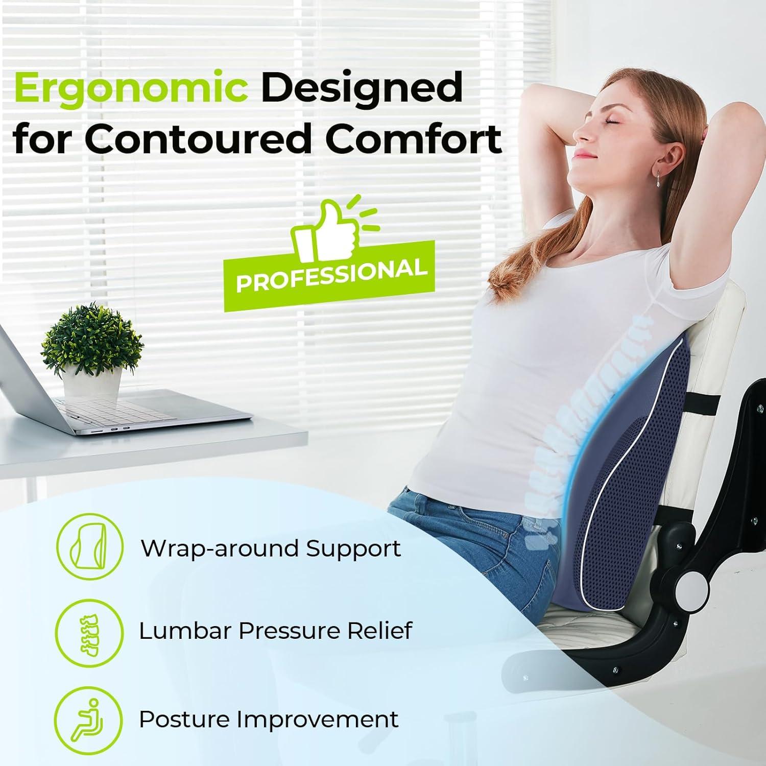 Almohada Lumbar AUVON Espuma de Memoria Ajustable Azul