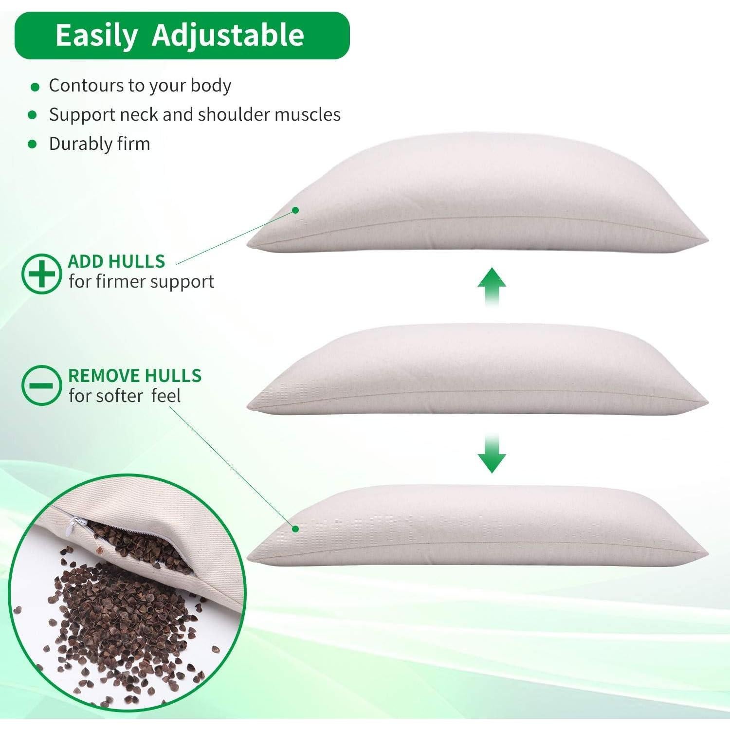 Almohada de Trigo Sarraceno Orgánica FelizMax - Tamaño de Viaje 38x23 cm