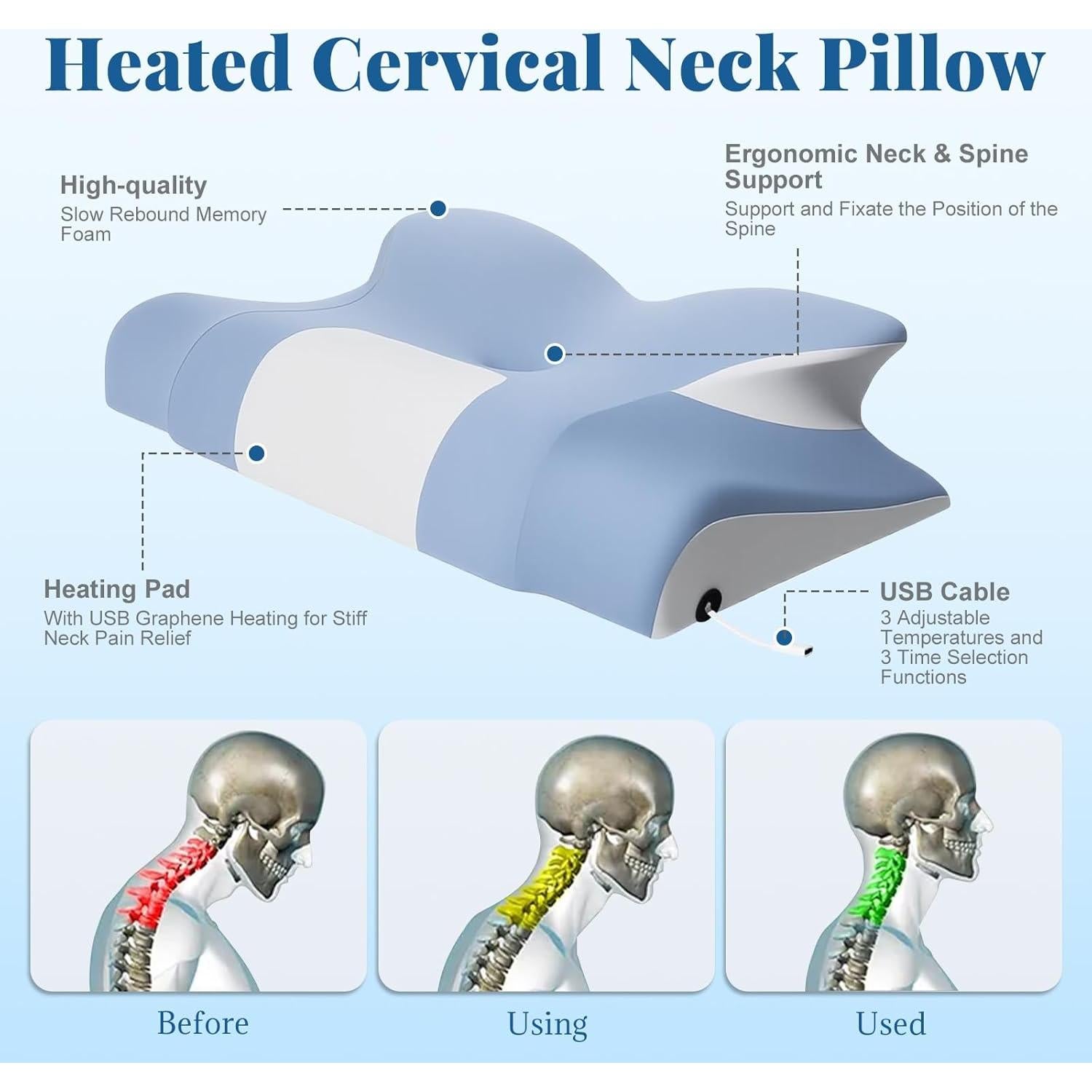 Almohada Calentadora Ergonómica XDTIME para Cuello - Alivio Dolor