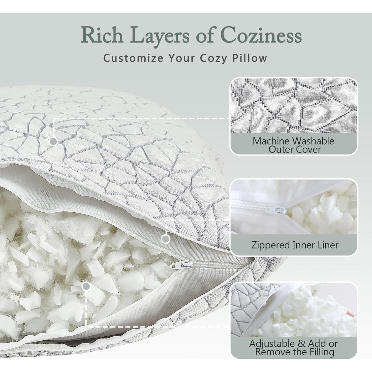 Juego de 2 Almohadas Ajustables BPC Queen Espuma Viscoelástica