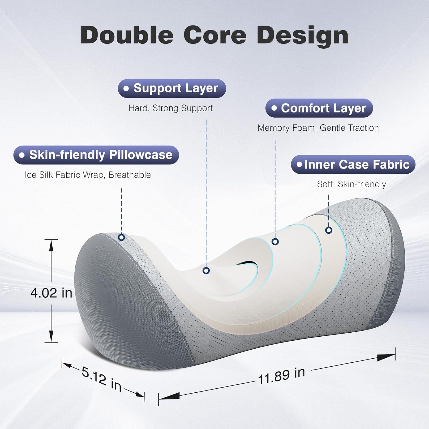 Almohada Cervical Urnexttour Espuma Viscoelástica Gris 35.5x12.7cm