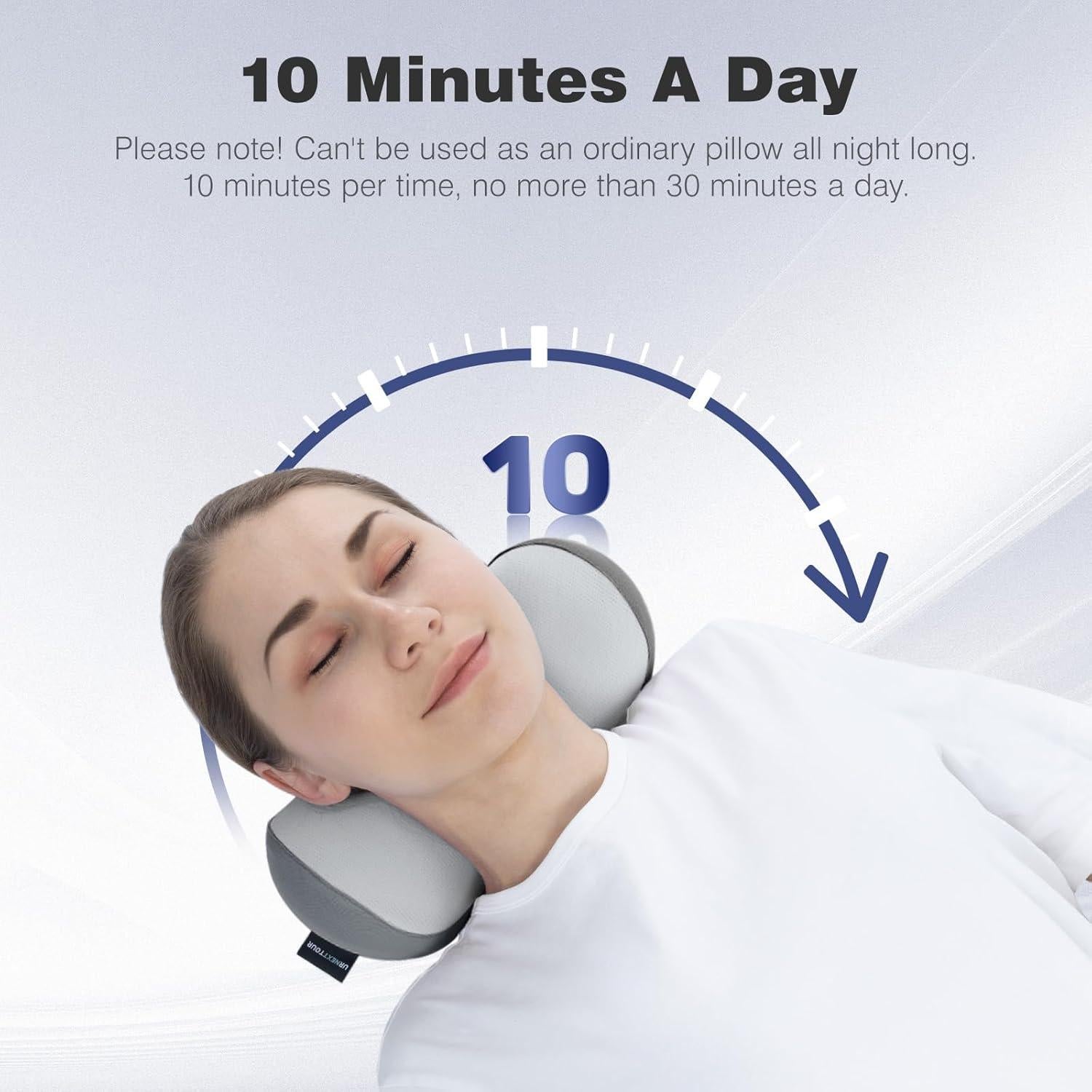 Almohada Cervical Urnexttour Espuma Viscoelástica Gris 35.5x12.7cm