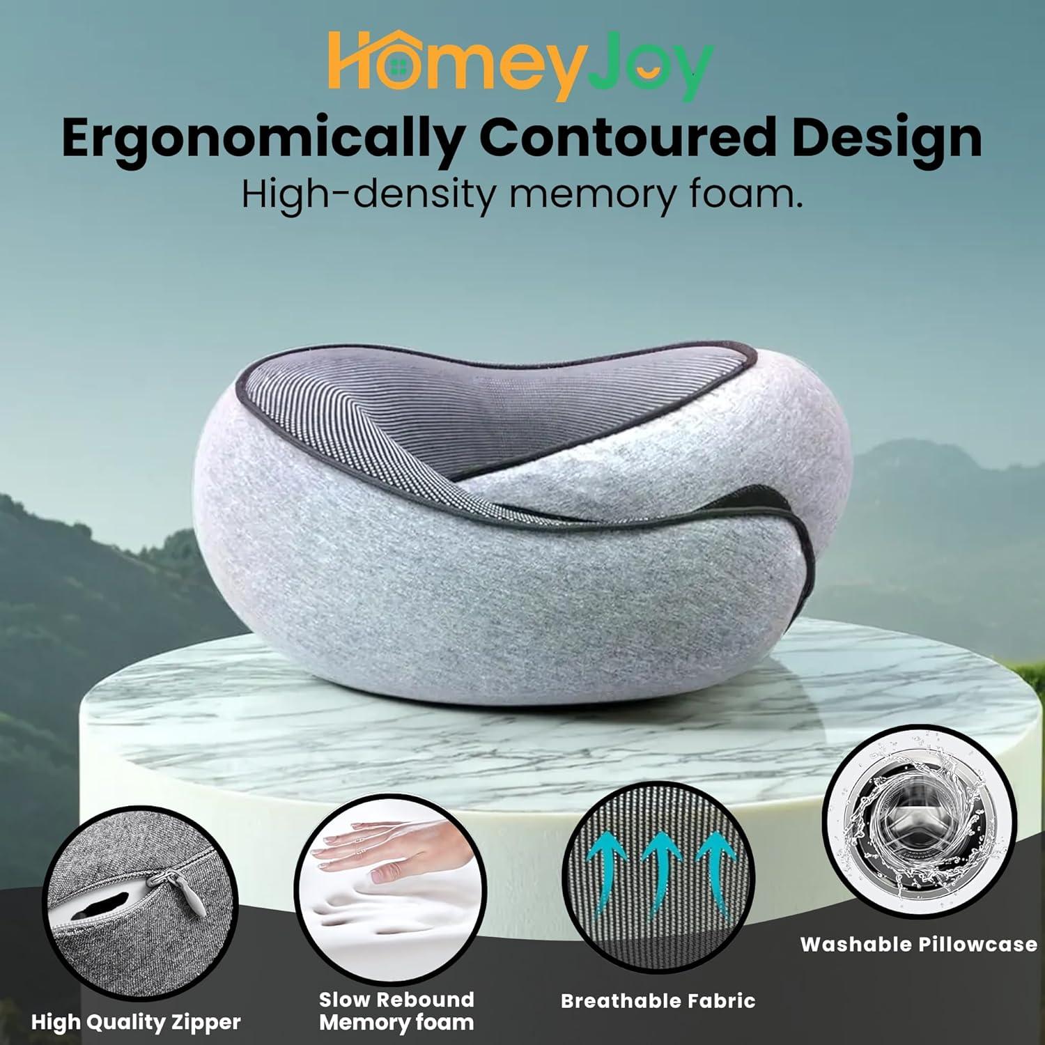 Almohada de Cuello HomeyJoy 360° Espuma de Memoria Gris