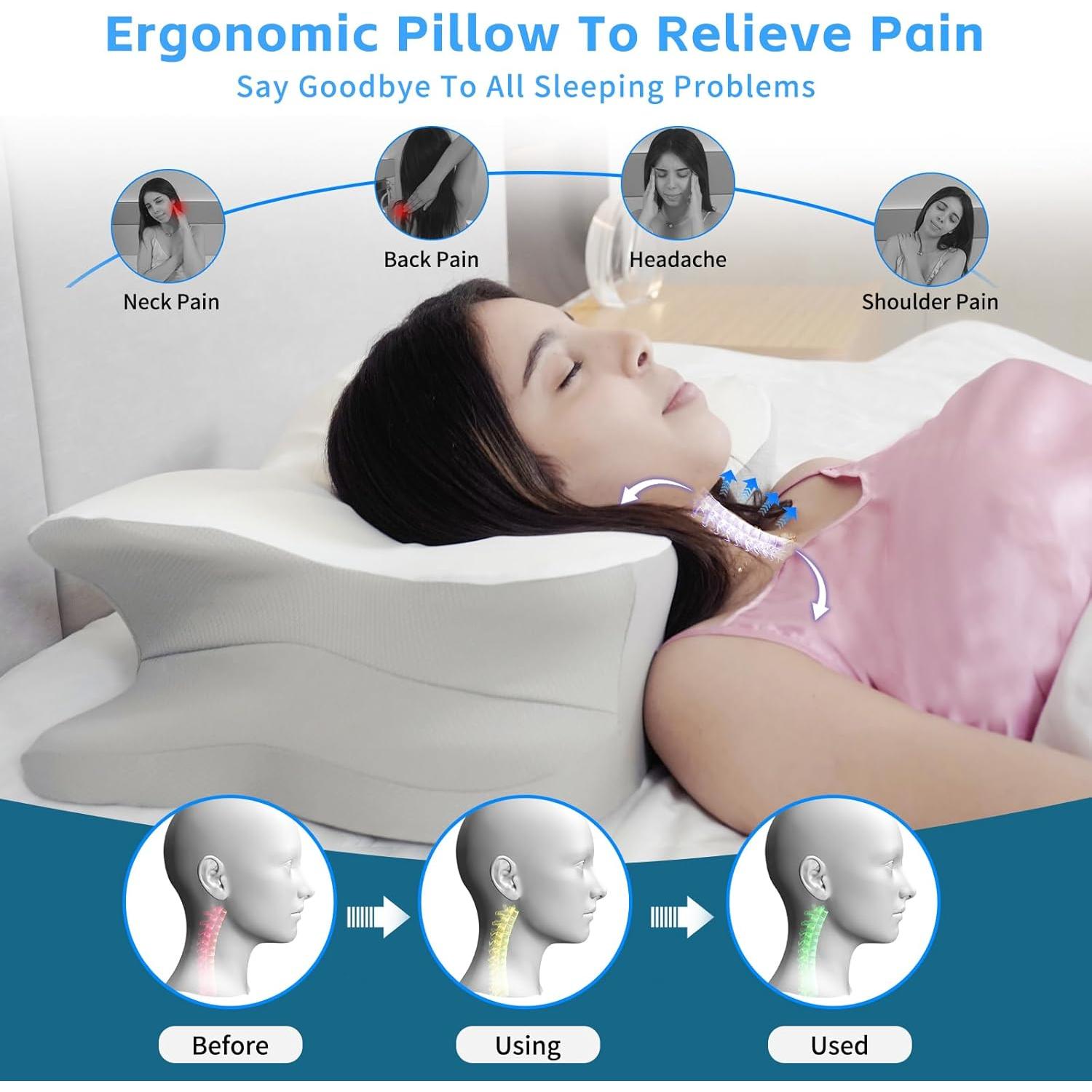Almohada Cervical ZEDAOTC Espuma Viscoelástica Ajustable 1.28kg