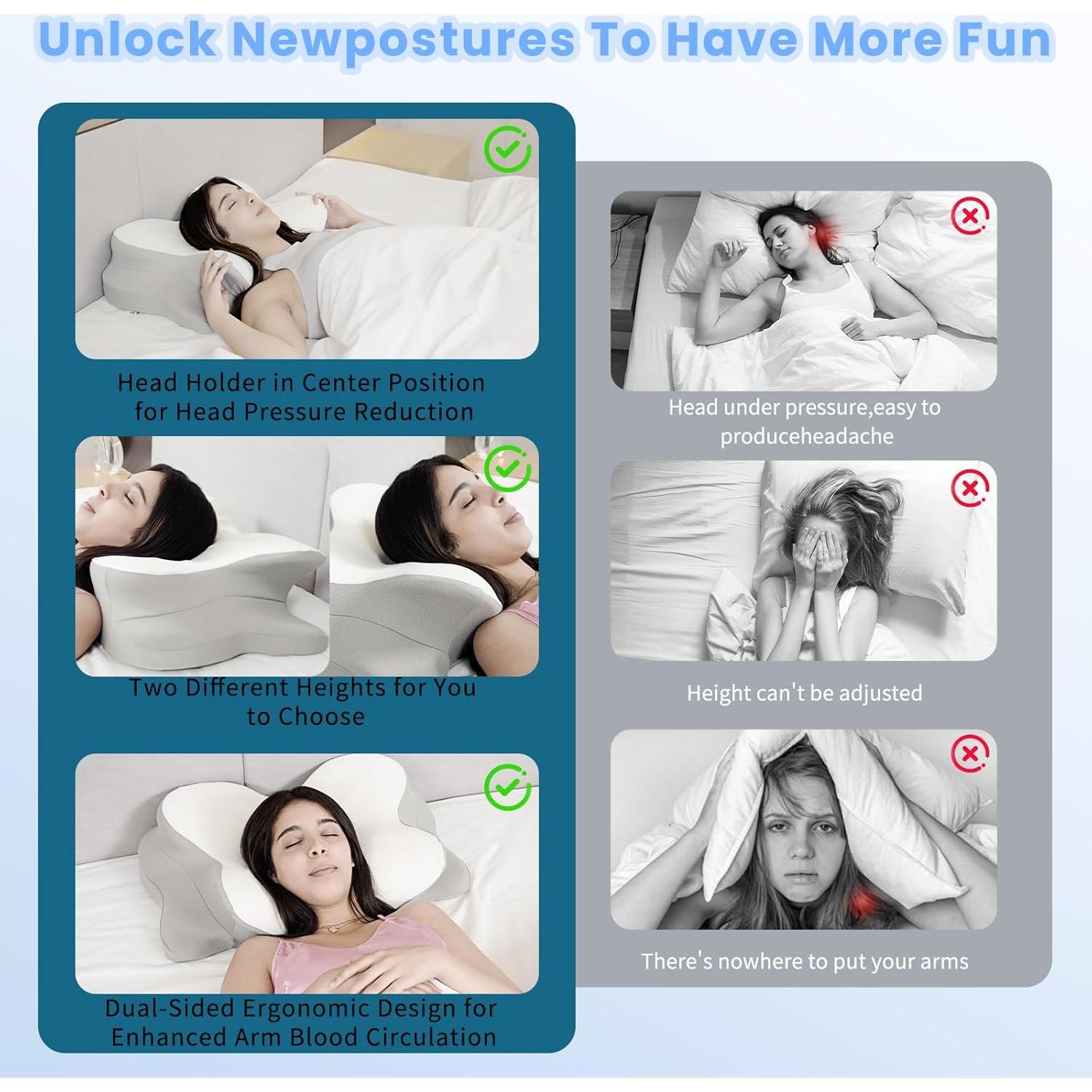 Almohada Cervical ZEDAOTC Espuma Viscoelástica Ajustable 1.28kg