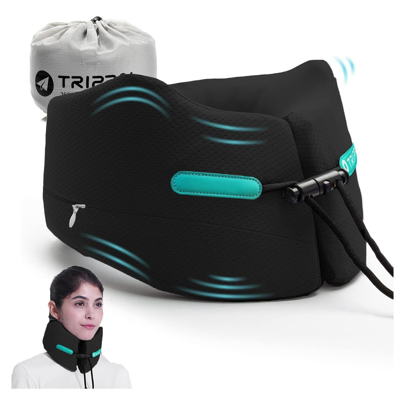 Almohada de Viaje GOLDORANGE Soporte Cuello Espuma Memoria Negro