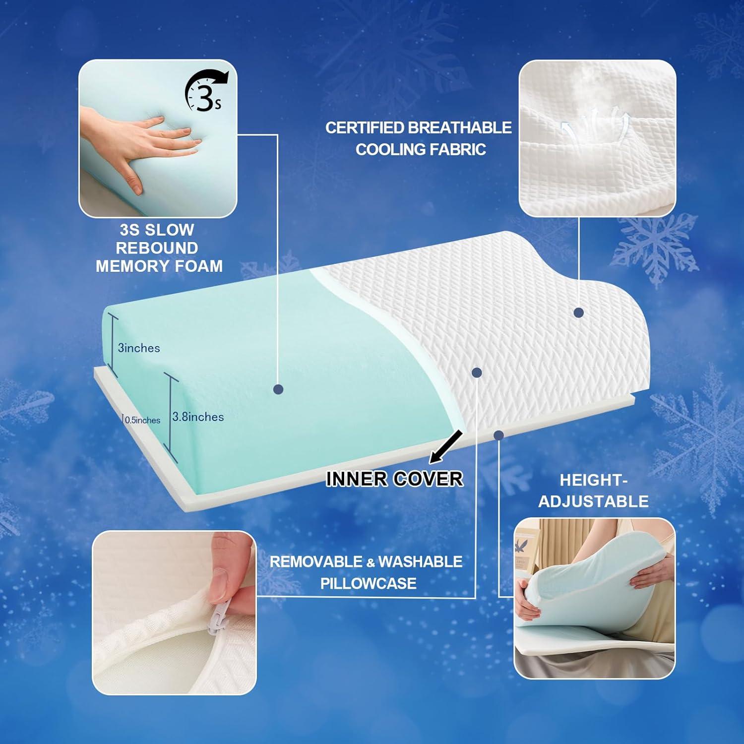 Almohada Cervical Ergonómica BSAFP Ajustable 60x37 cm