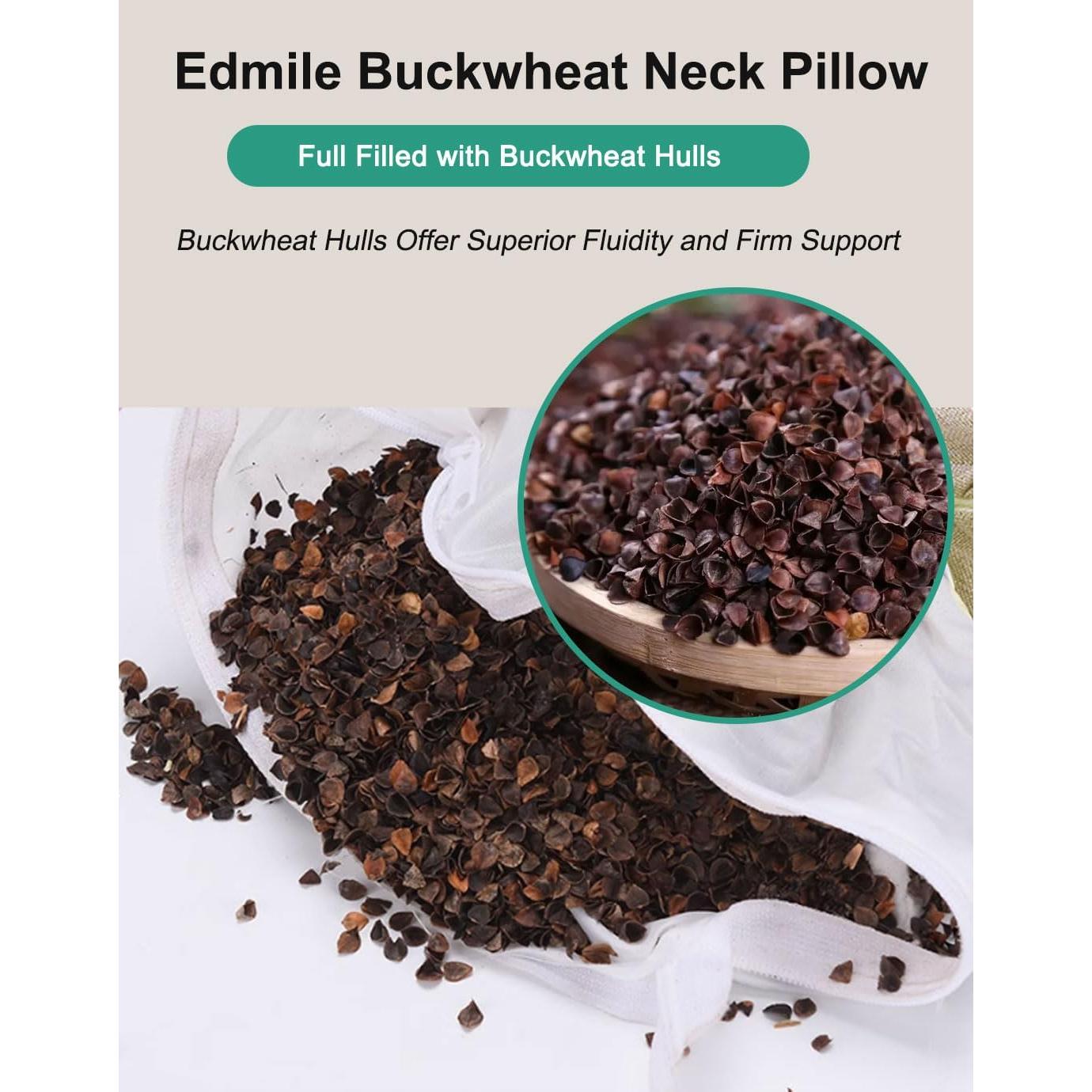 Almohada Cervical de Trigo Sarraceno Edmile 38x13 cm Azul