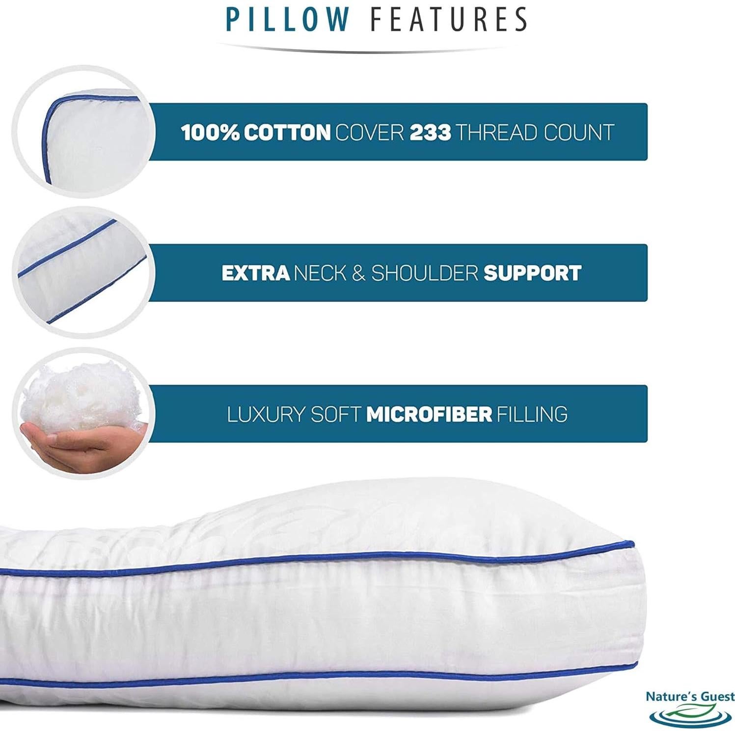 Almohada Cervical Ajustable Nature's Guest, Hipoalergénica, 66x41cm