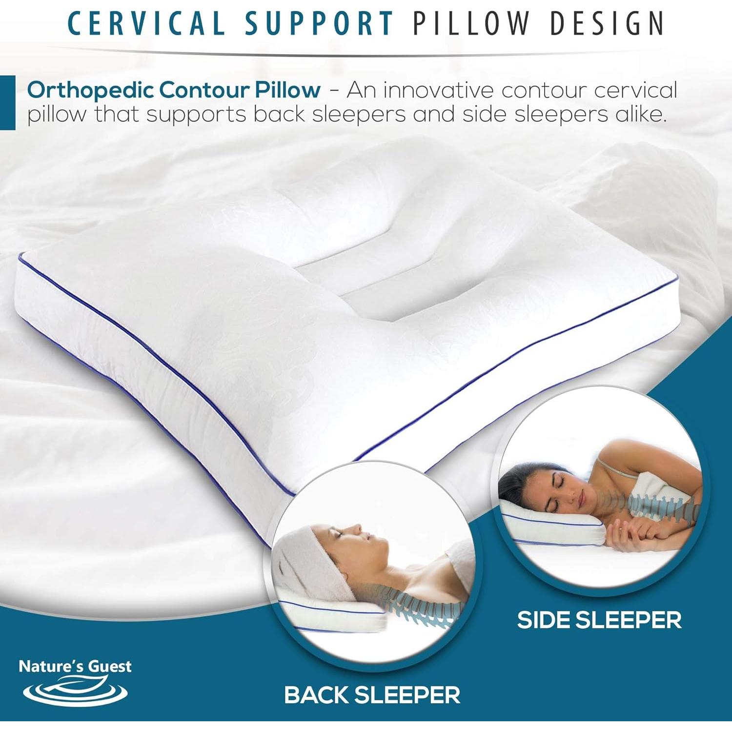 Almohada Cervical Ajustable Nature's Guest, Hipoalergénica, 66x41cm