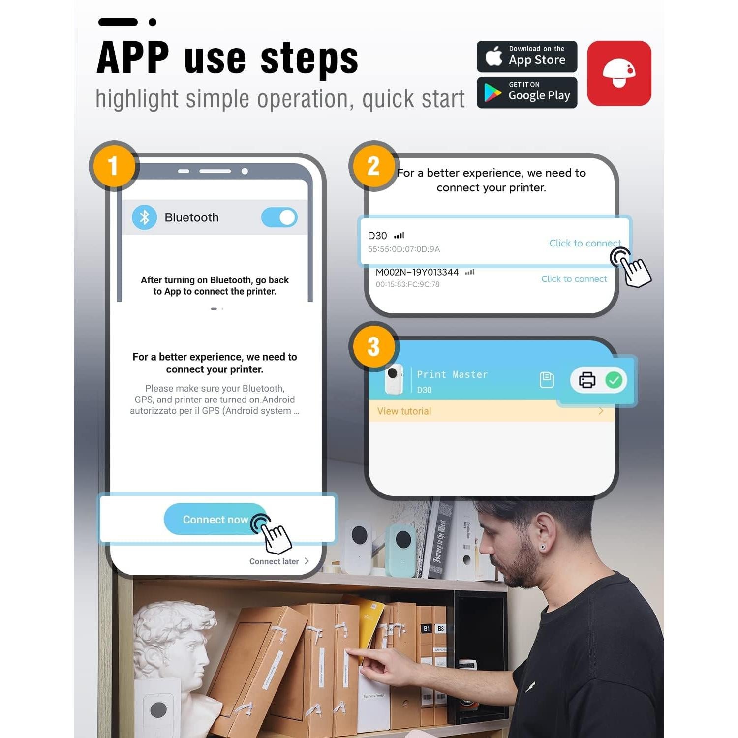 Impresora de Etiquetas Phomemo D30 Mini Portátil Bluetooth